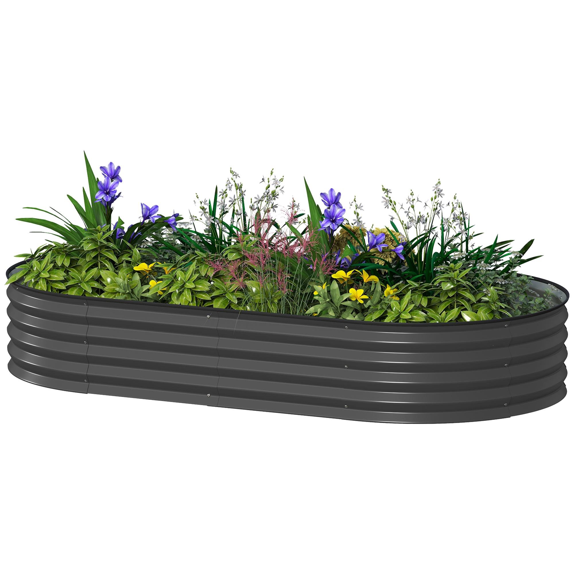 Dark Grey 6x3 Planter, Galvanized Steel Raised Garden Bed
