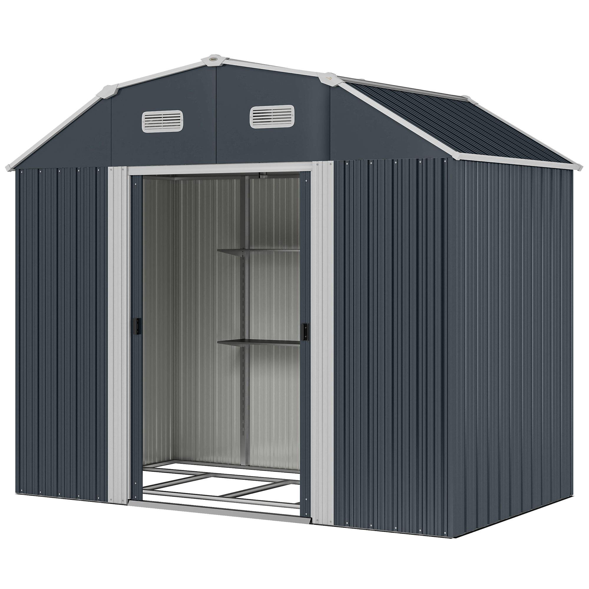 Dark Grey 8x4 Garden Shed with Adjustable Shelves