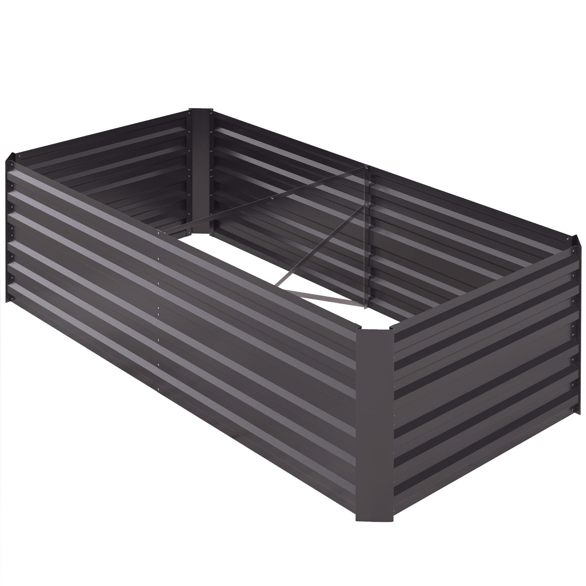 Dark Grey Steel Planter with Open Bottom, 6' x 3' x 2'