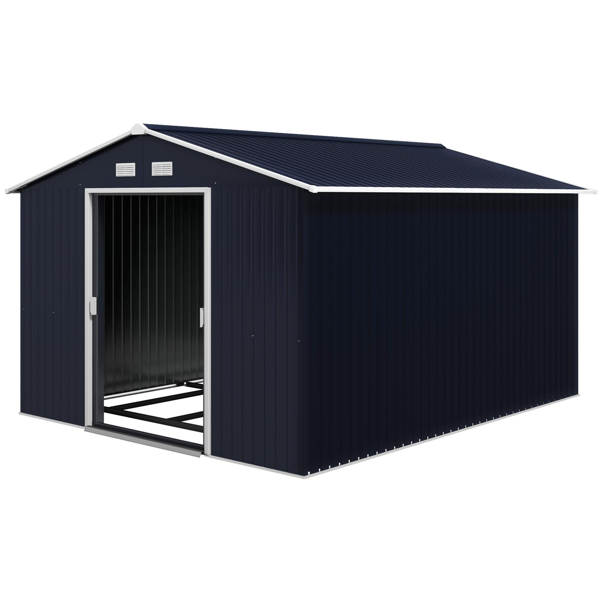 9x11 grey metal shed with 8.3 m² storage