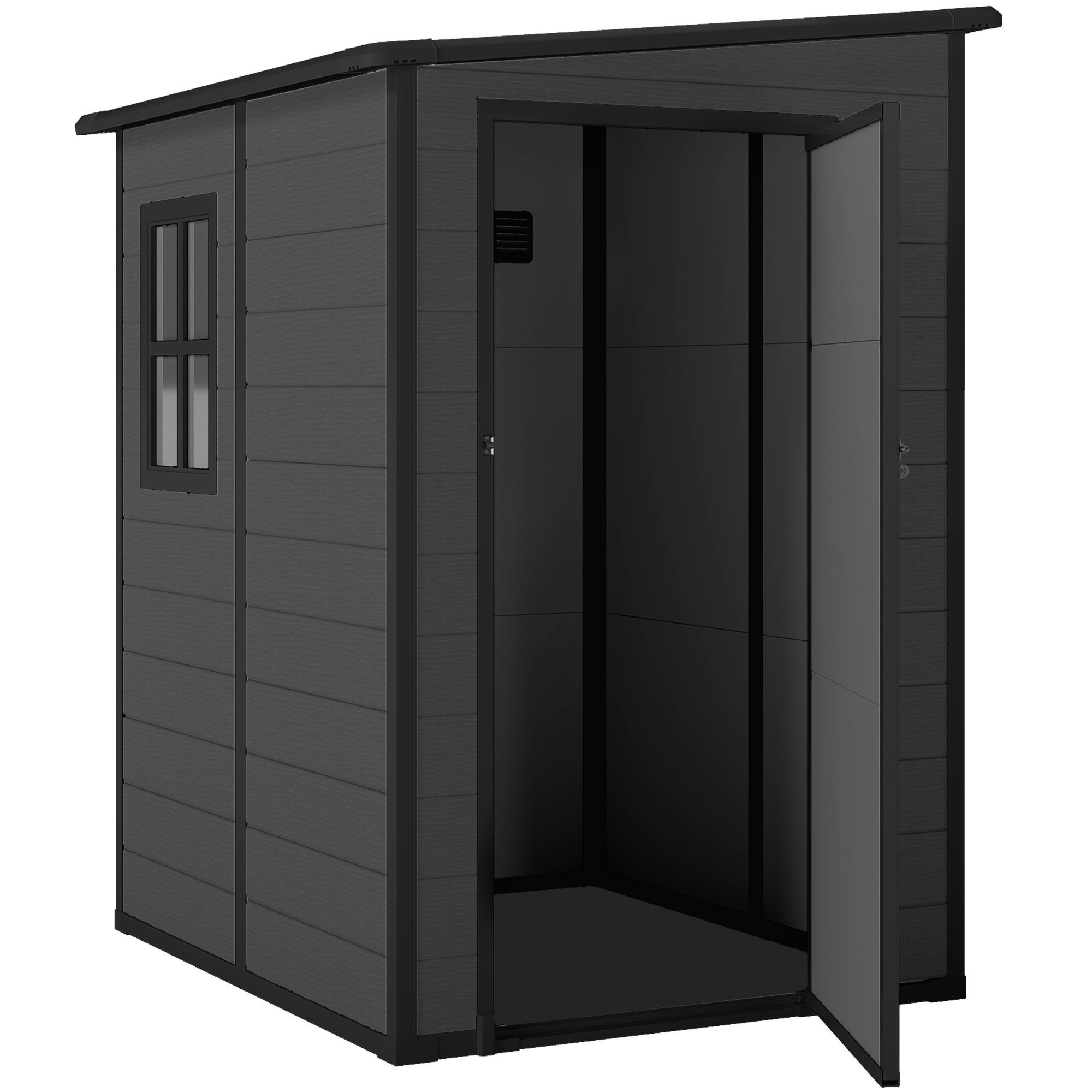 Dark Grey Polypropylene Shed, Lean-To Design, 48 in