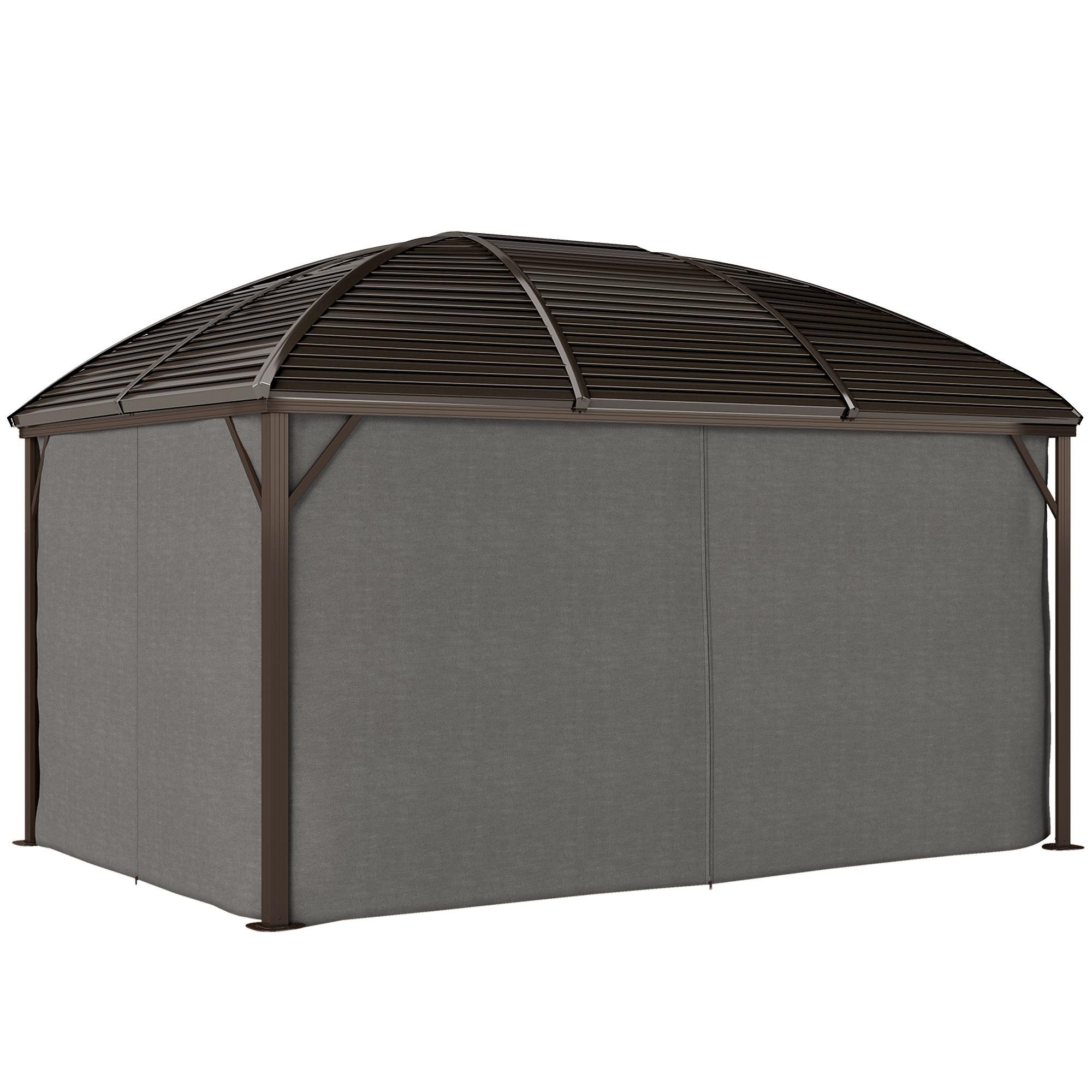 13.1 ft Dark Grey Gazebo with Hardtop Roof