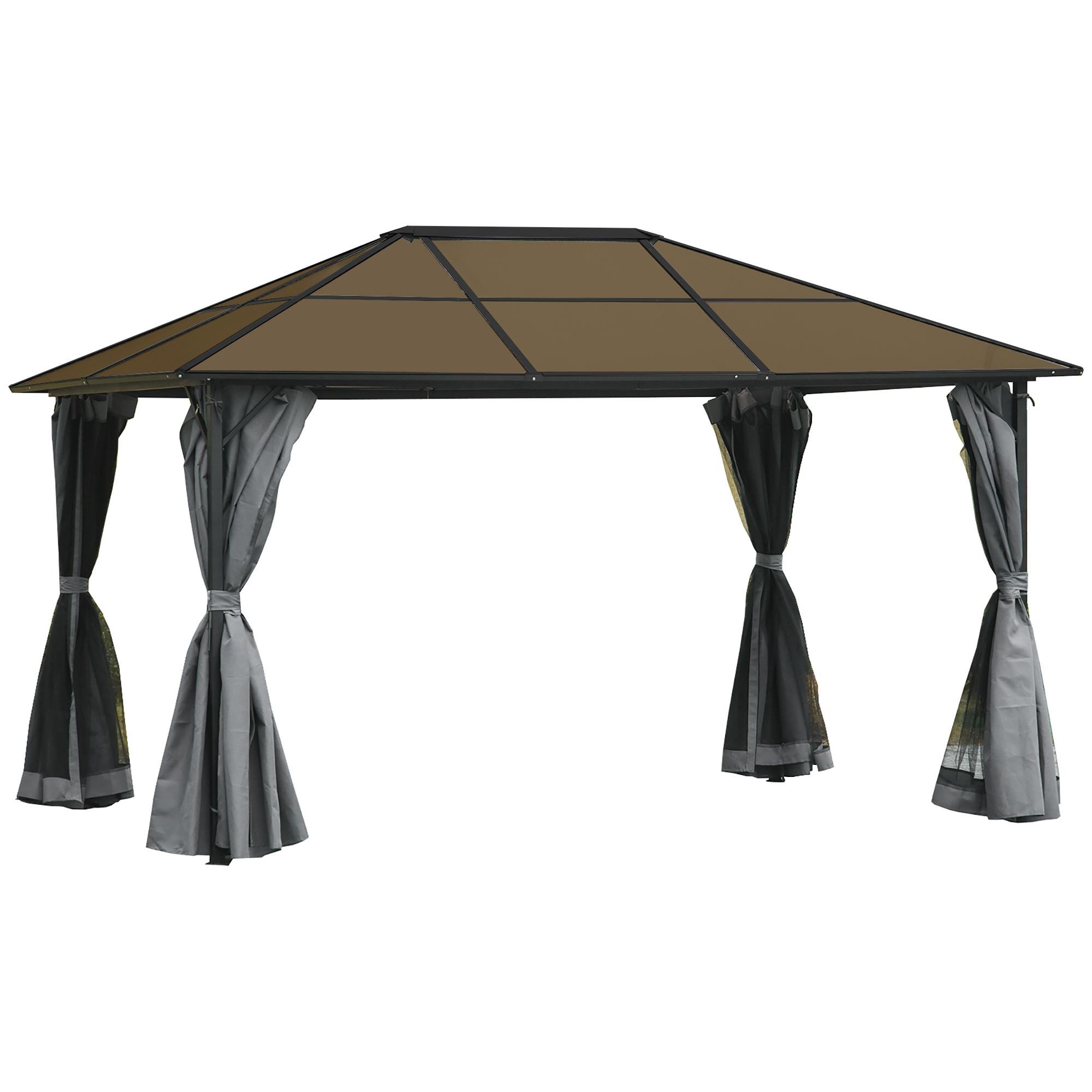 10x13 Dark Grey Hardtop Gazebo with Mesh Curtains