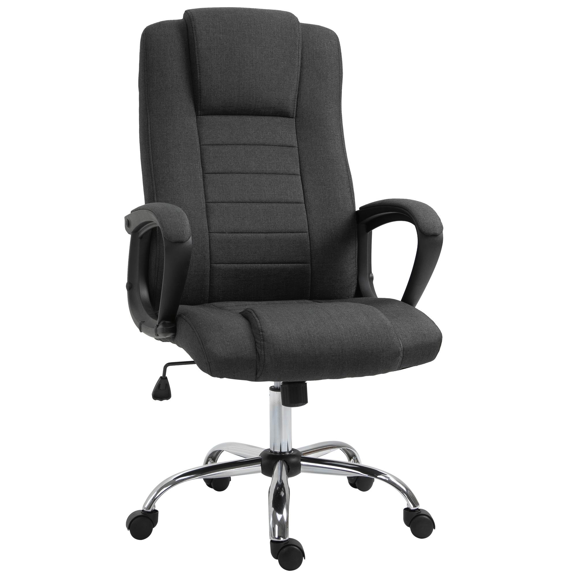 Dark Grey Linen Executive Chair with Height Adjustment