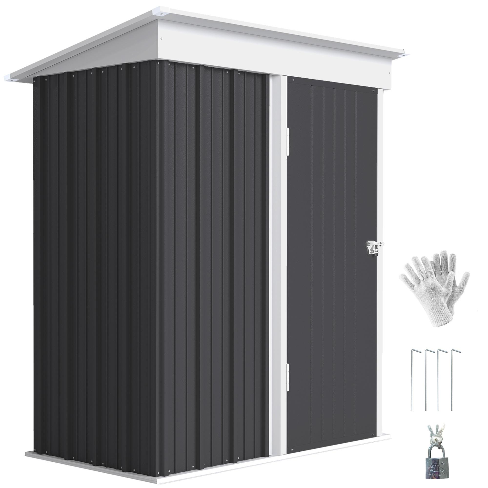 63.4 Inch Dark Grey Shed with Adjustable Shelf