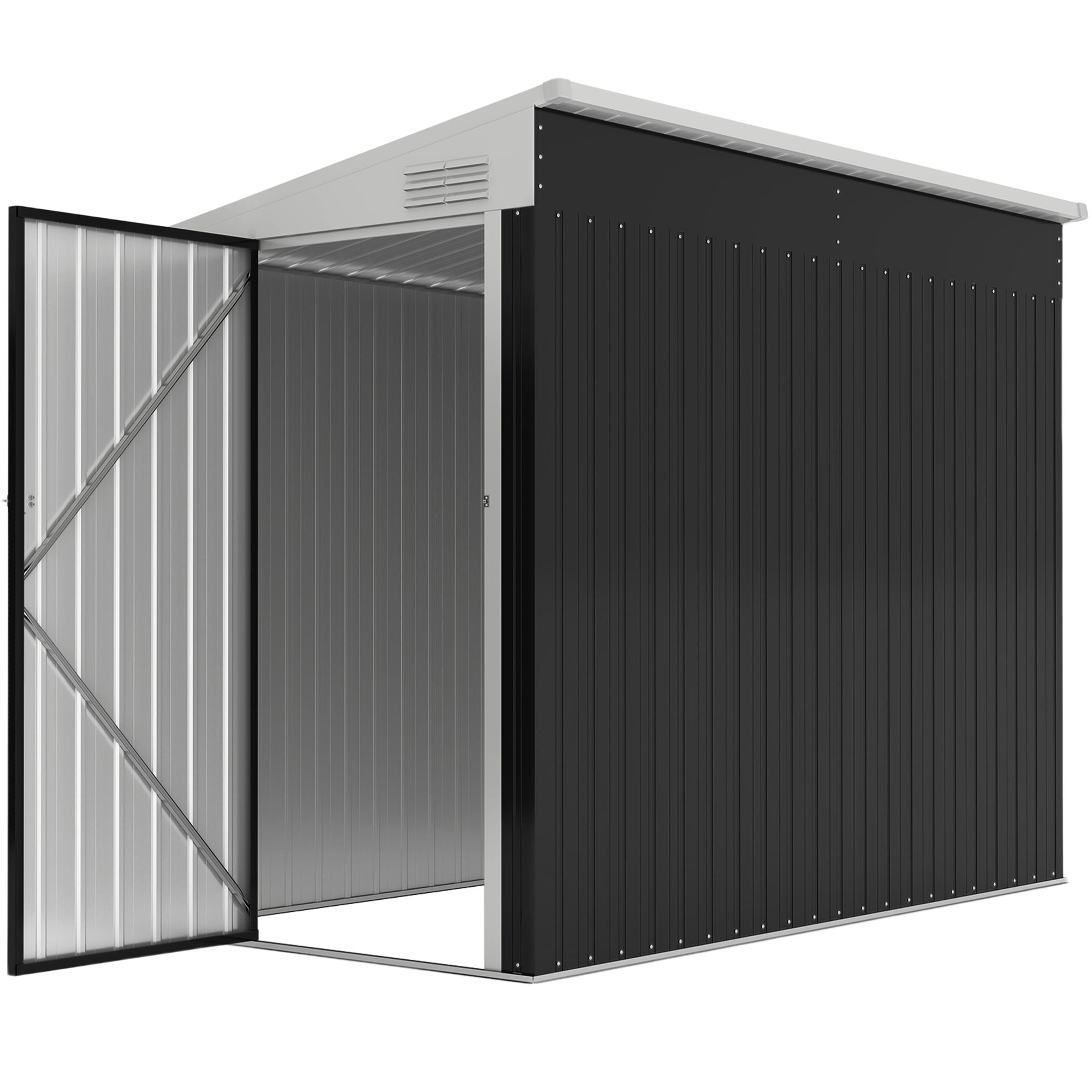 4x8 dark grey lean-to shed with lockable door