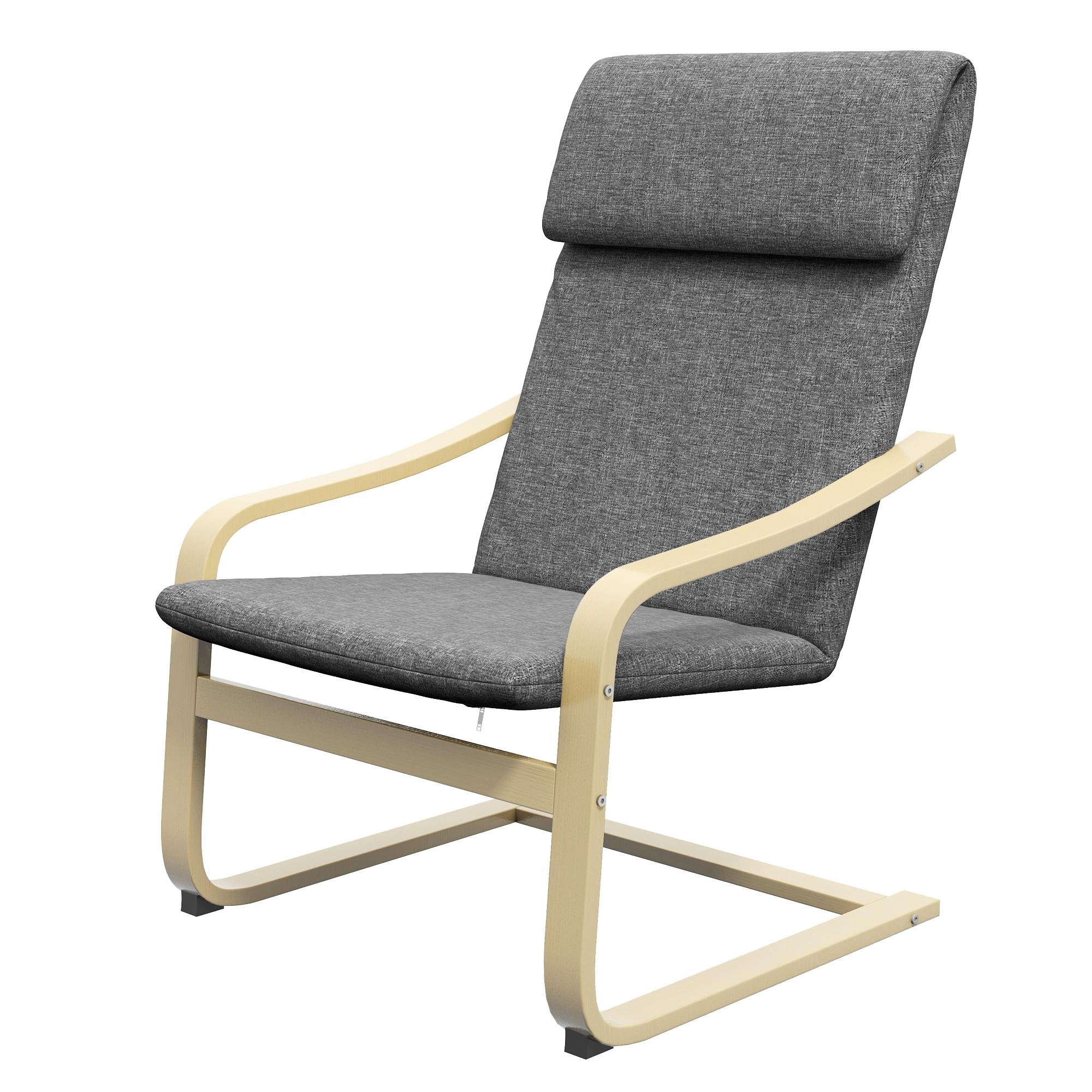 Dark Grey Accent Chair with Curved Wood Frame