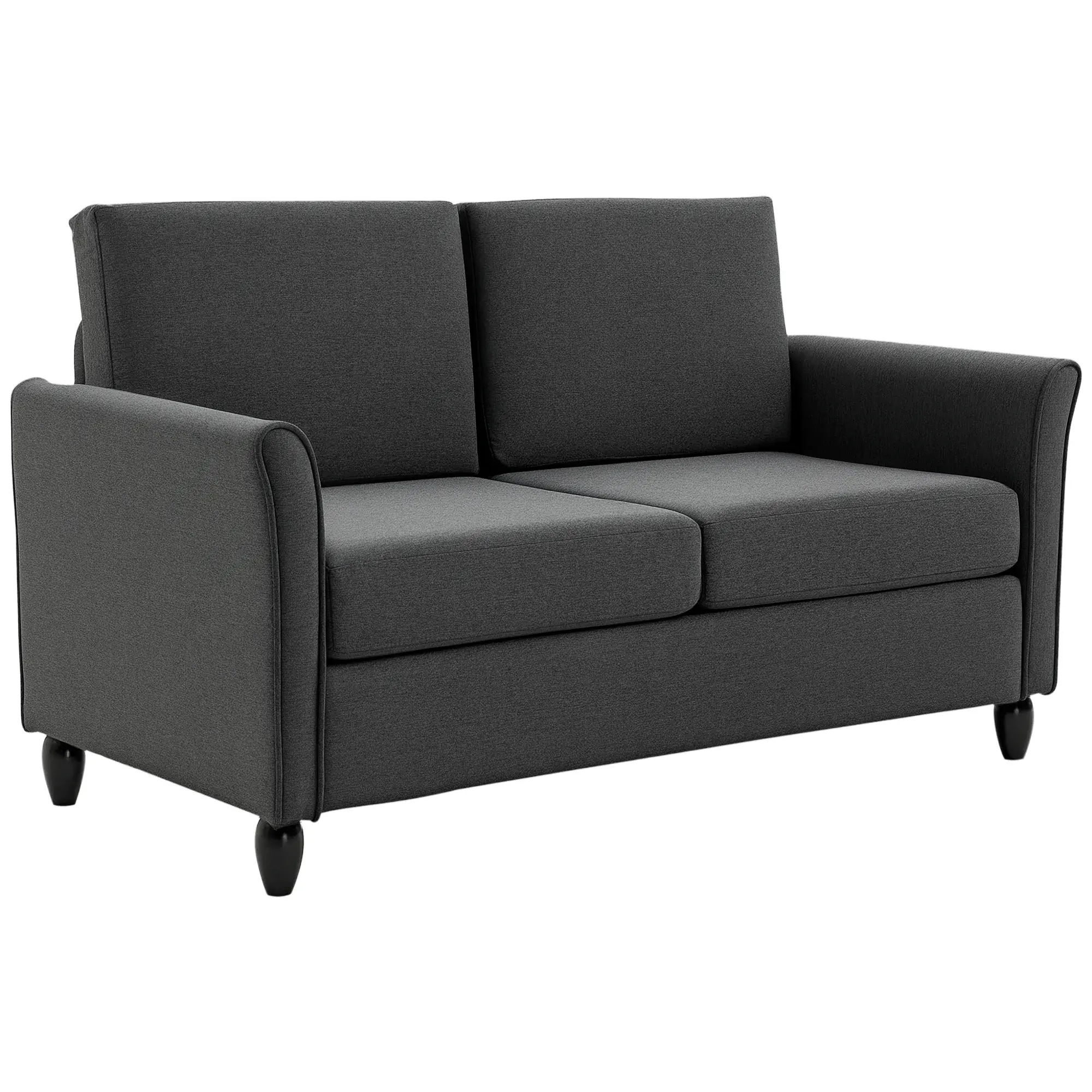 Dark Grey Linen Sofa with Two Seats, 55.5-Inch Wide