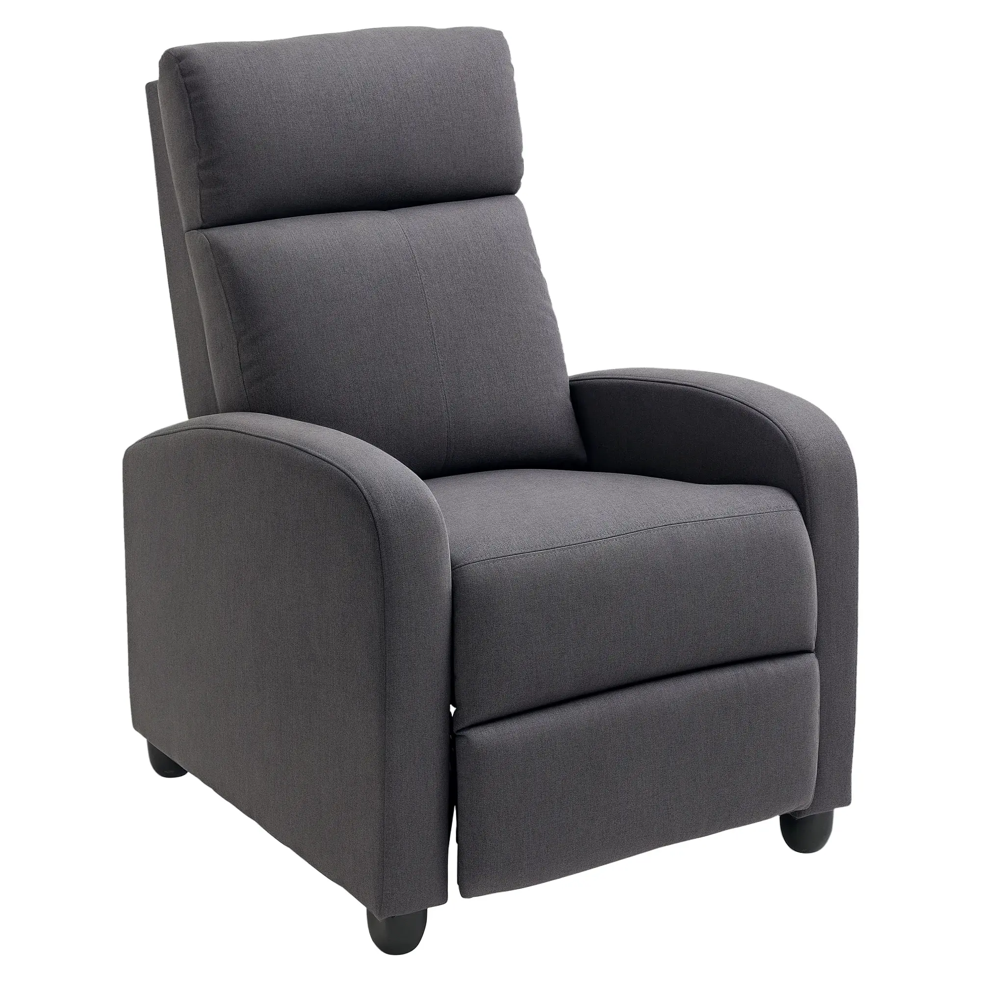 Dark Grey Linen-Look Recliner with Padded Seat, 135°