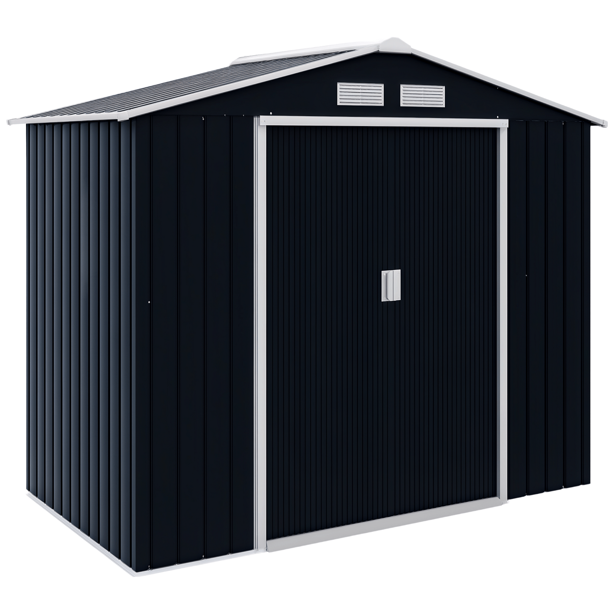 Dark Grey 7x4 Metal Shed with Foundation Kit
