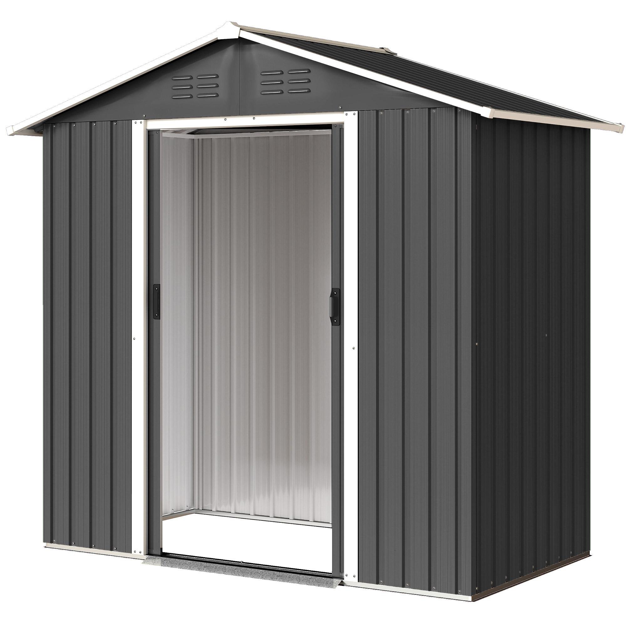 6.5x3.5ft Dark Grey Shed with Galvanized Steel and Vents