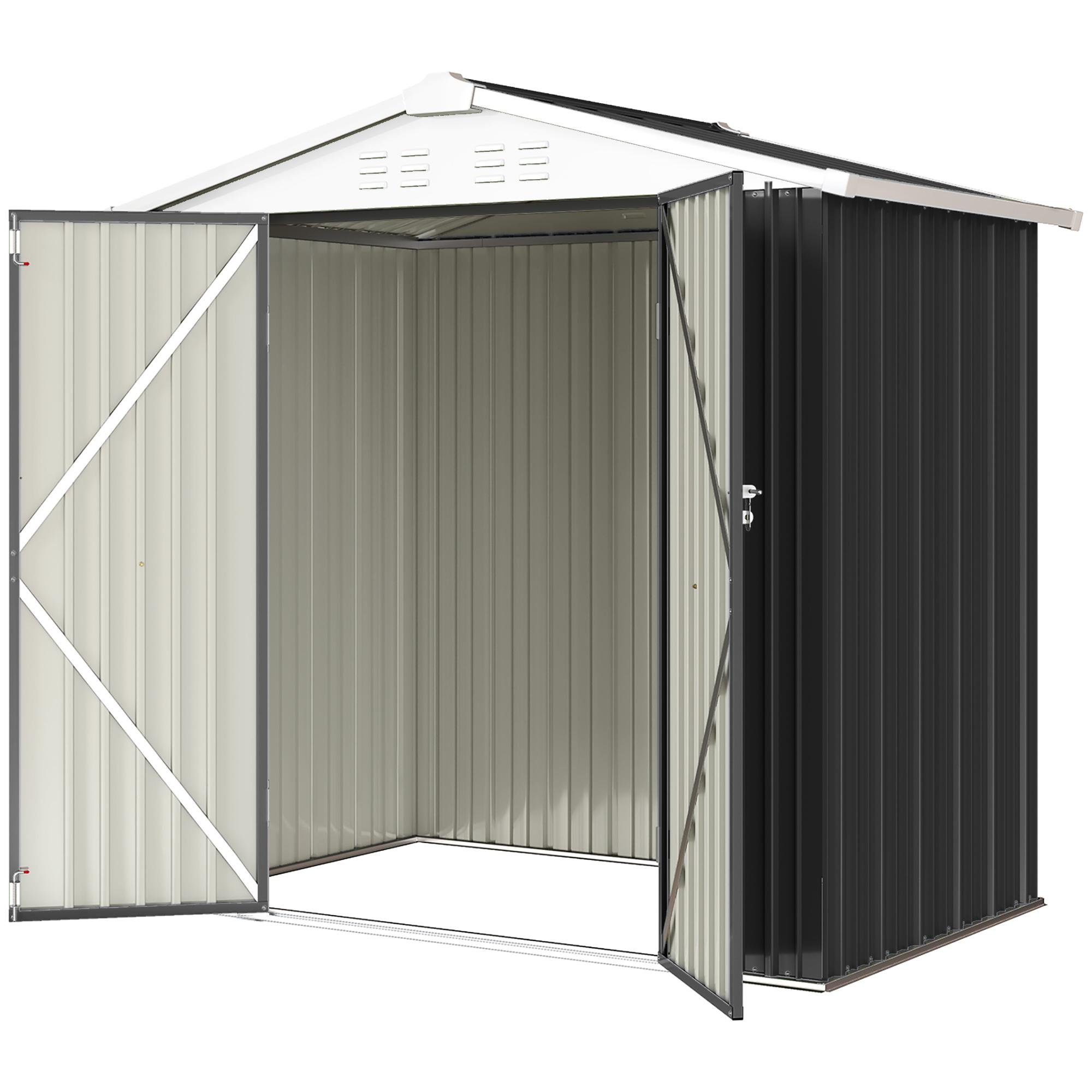 78.7 inch dark grey shed with lockable double doors