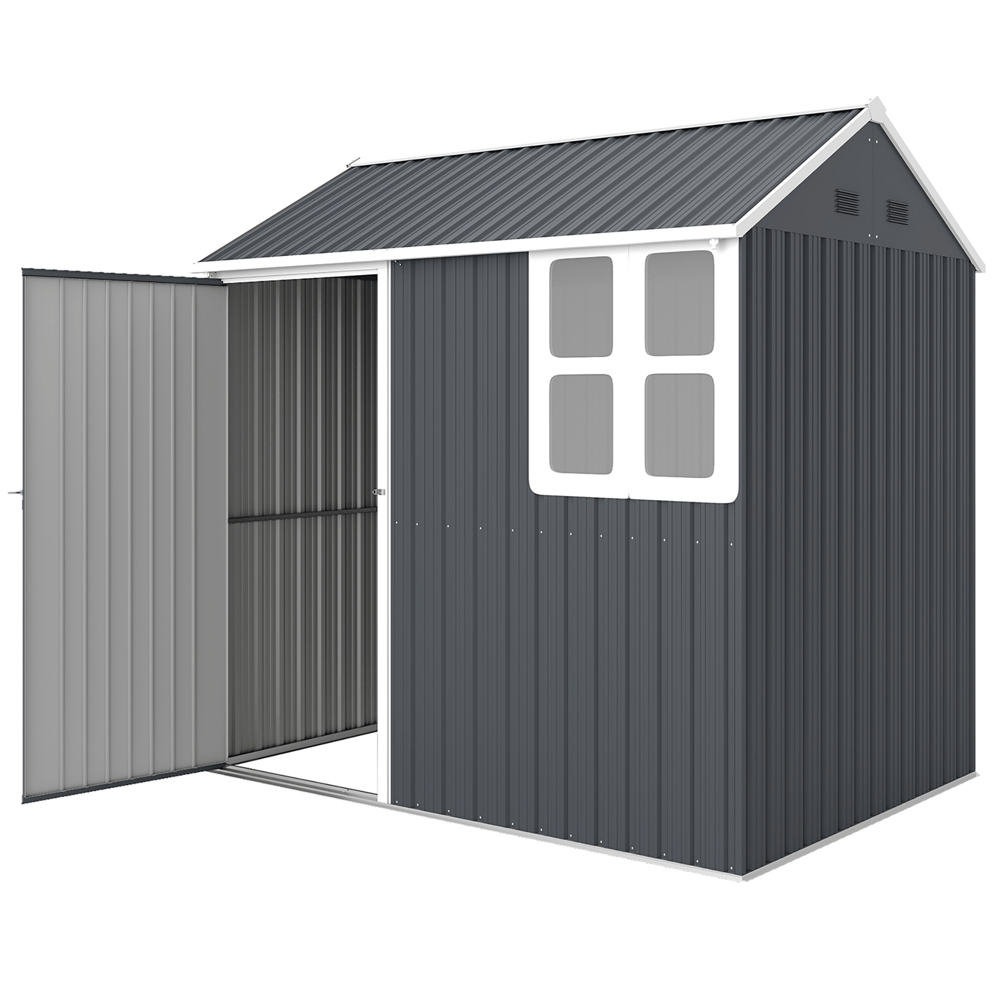 7x5.5 dark grey shed - Galvanized Steel Outdoor Storage