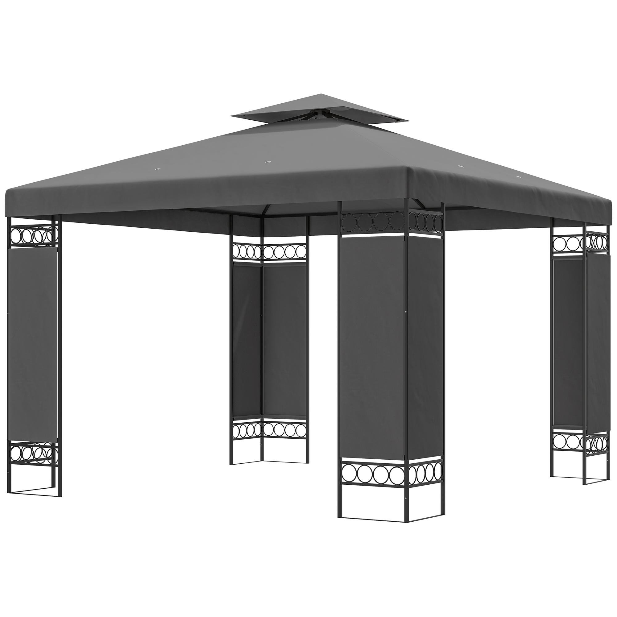 10 x 10 Metal Gazebo with Double Roof and Screens