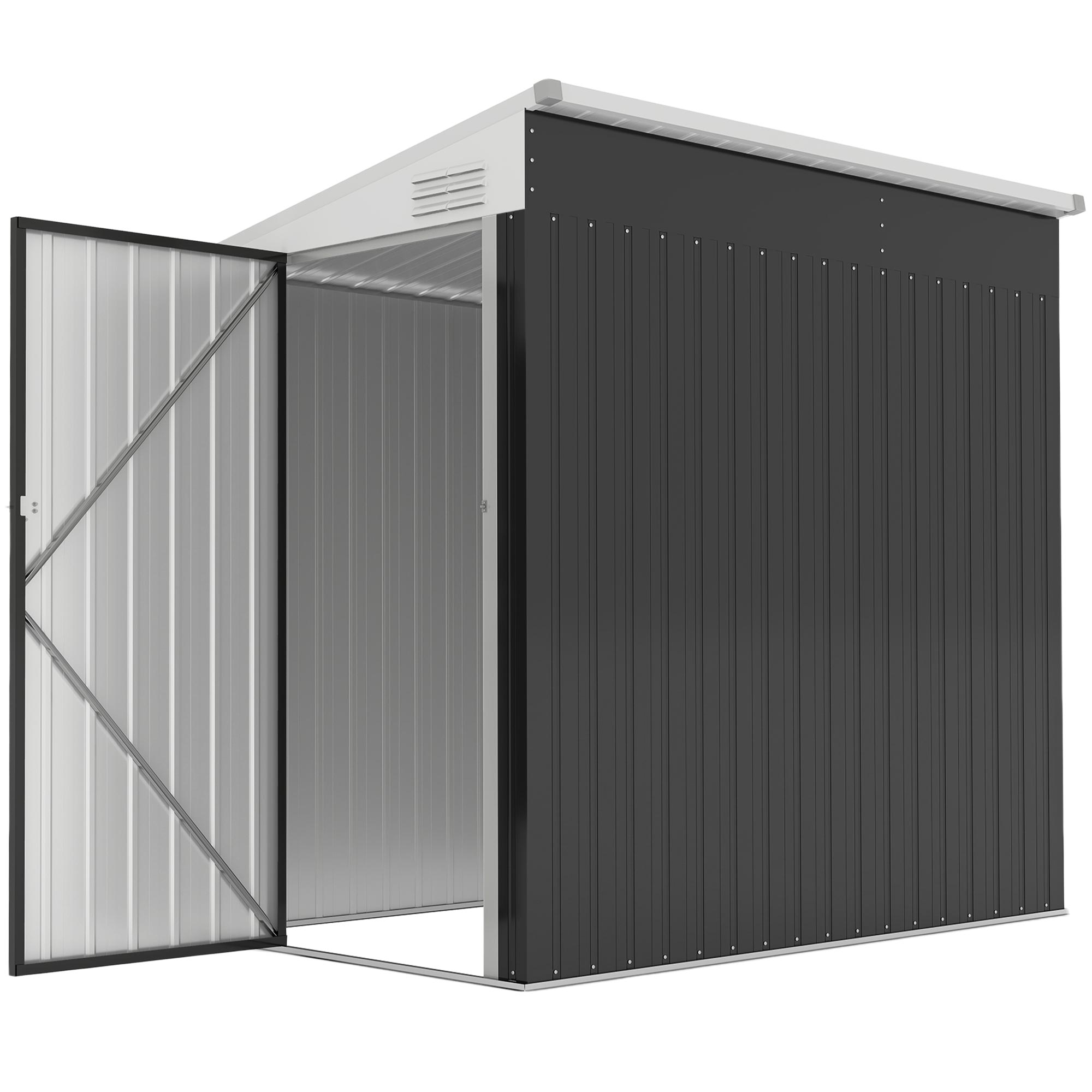 Dark Grey 4x6 Steel Shed with Lean-To Design