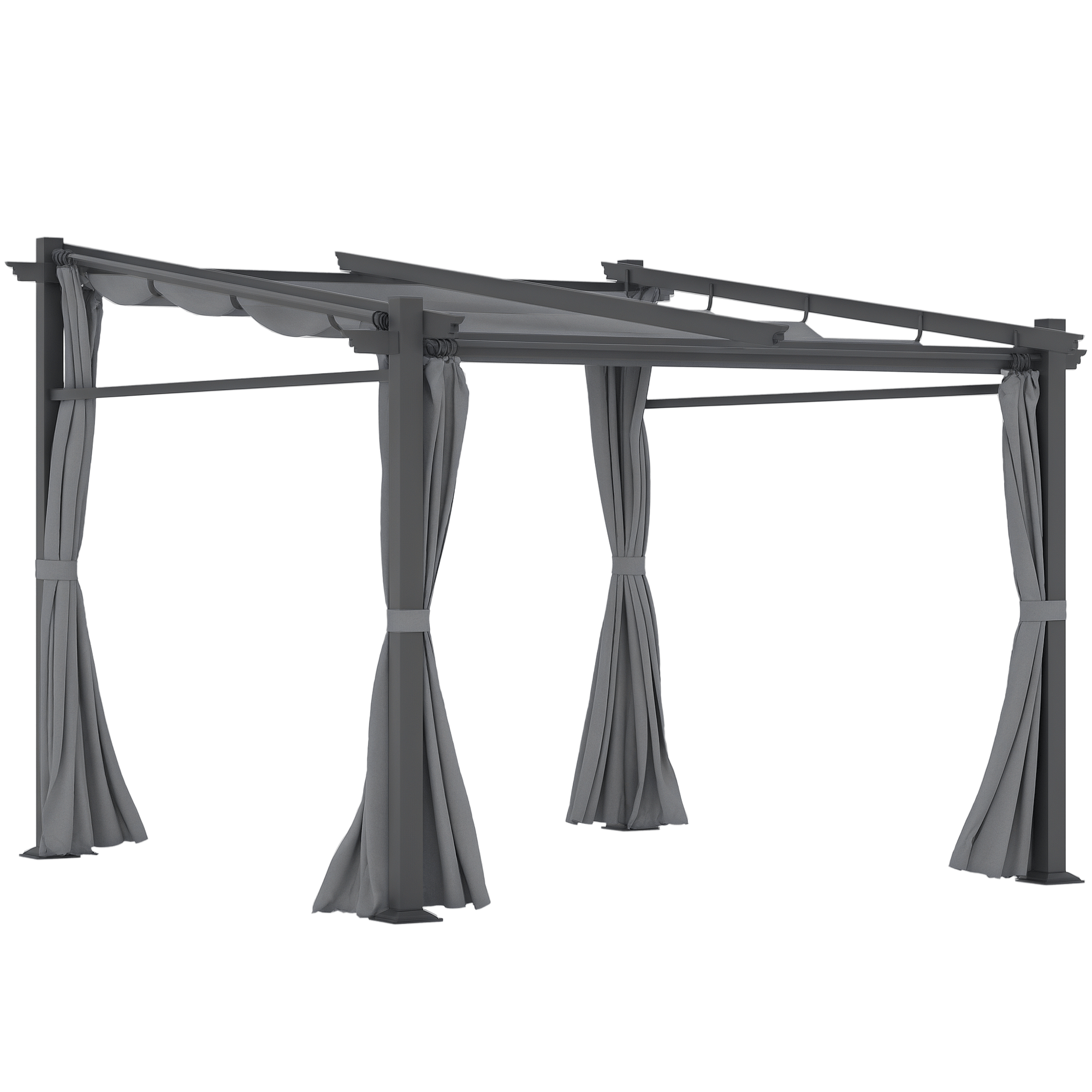 Dark Grey Retractable Pergola with Sliding Canopy