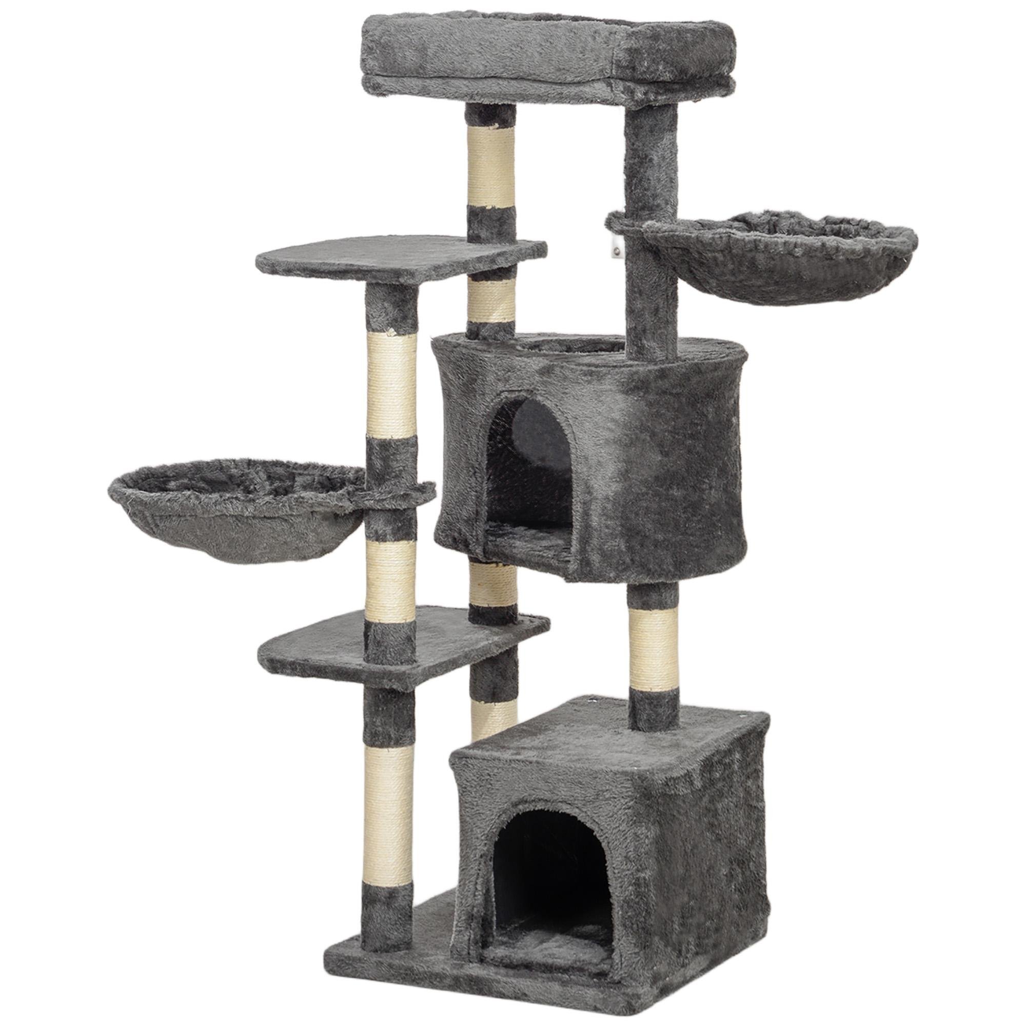 52.4 inch cat tower with two condos and hammocks