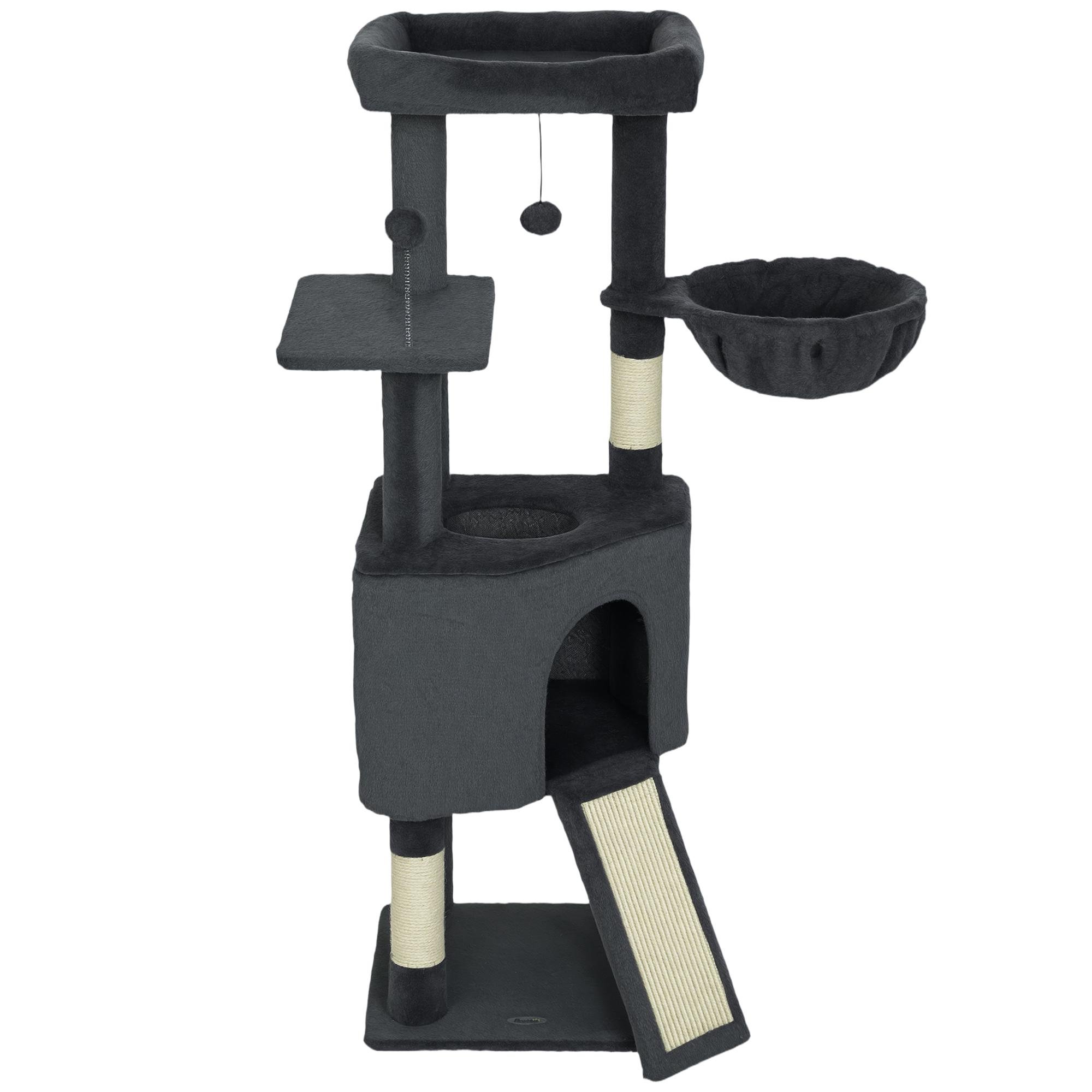 47 Inch Cat Tree with Dark Grey Condo and Hammock