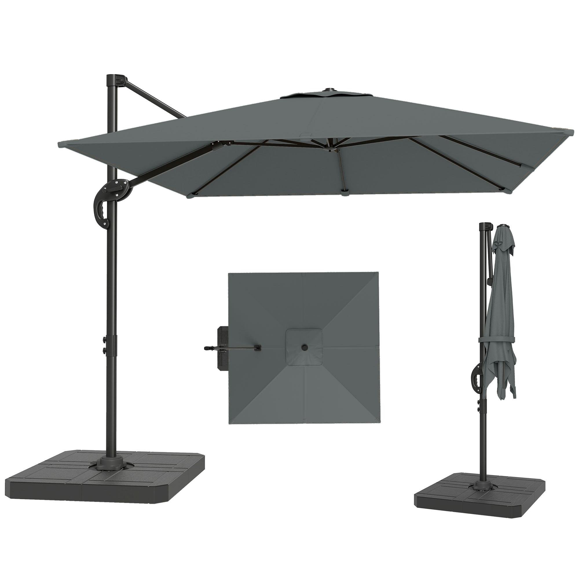 UPF50 dark grey parasol with 360° rotation, 8 ft