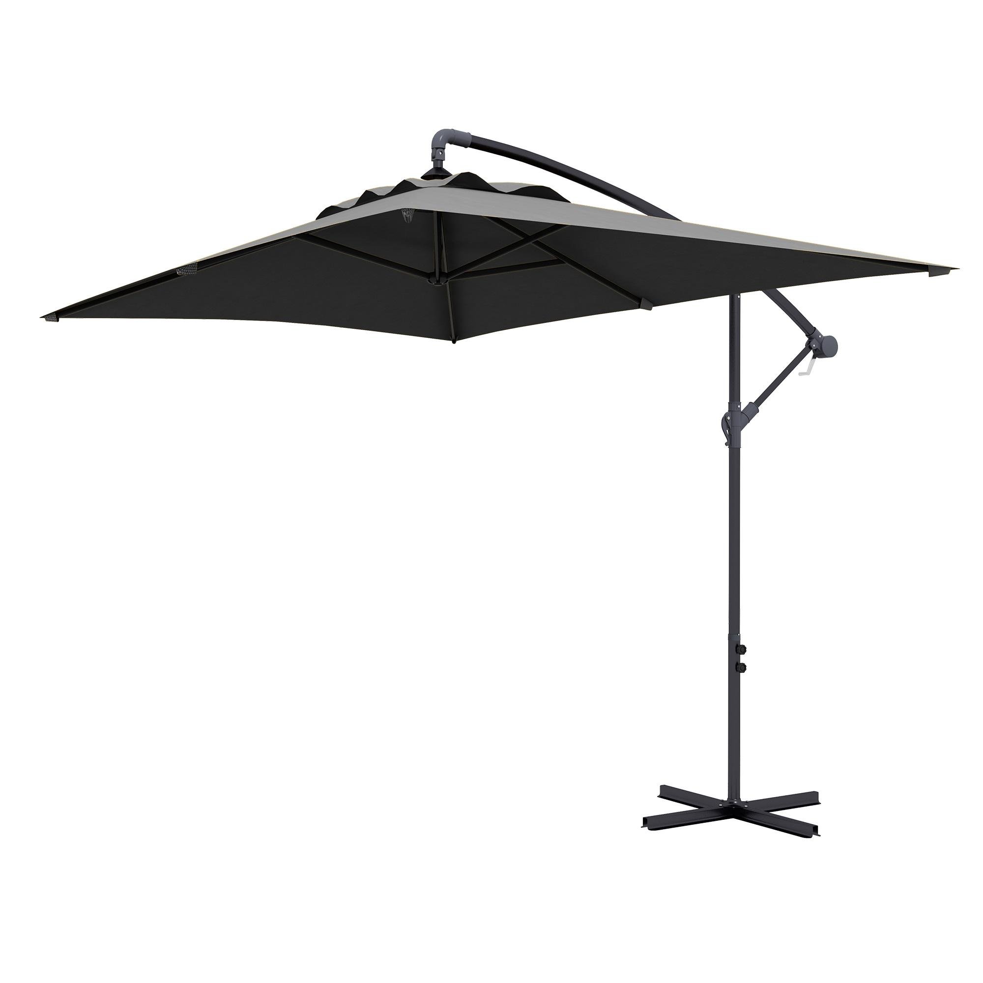 115.7 inch dark grey cantilever umbrella with cross base