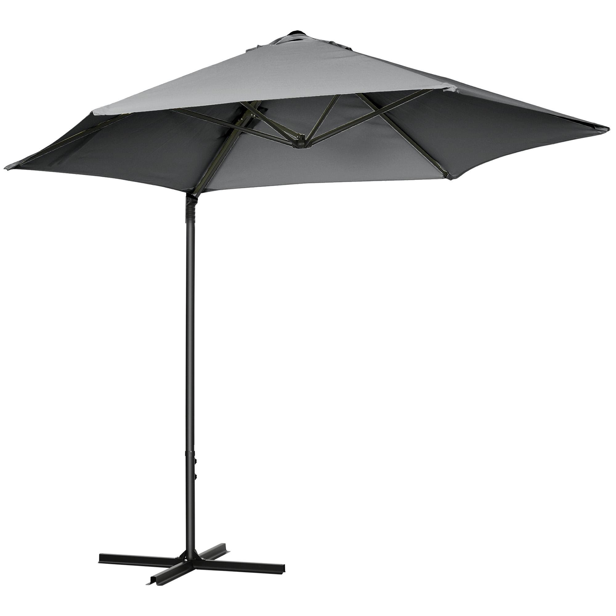 Large Dark Grey Offset Umbrella with 360° Rotation, 256 cm