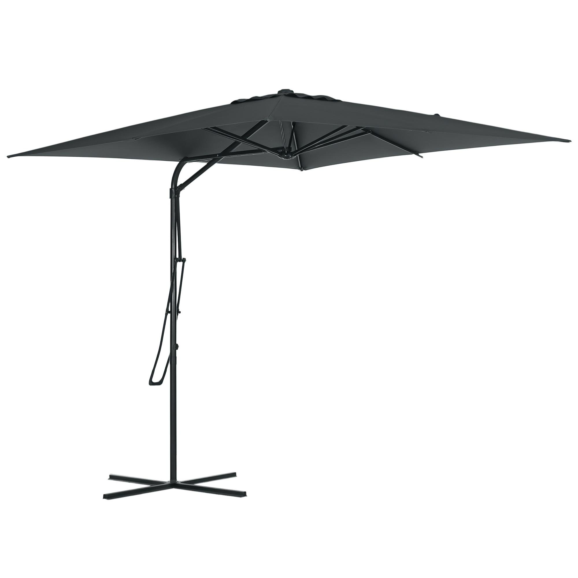 Dark Grey Offset Umbrella with Cross Base