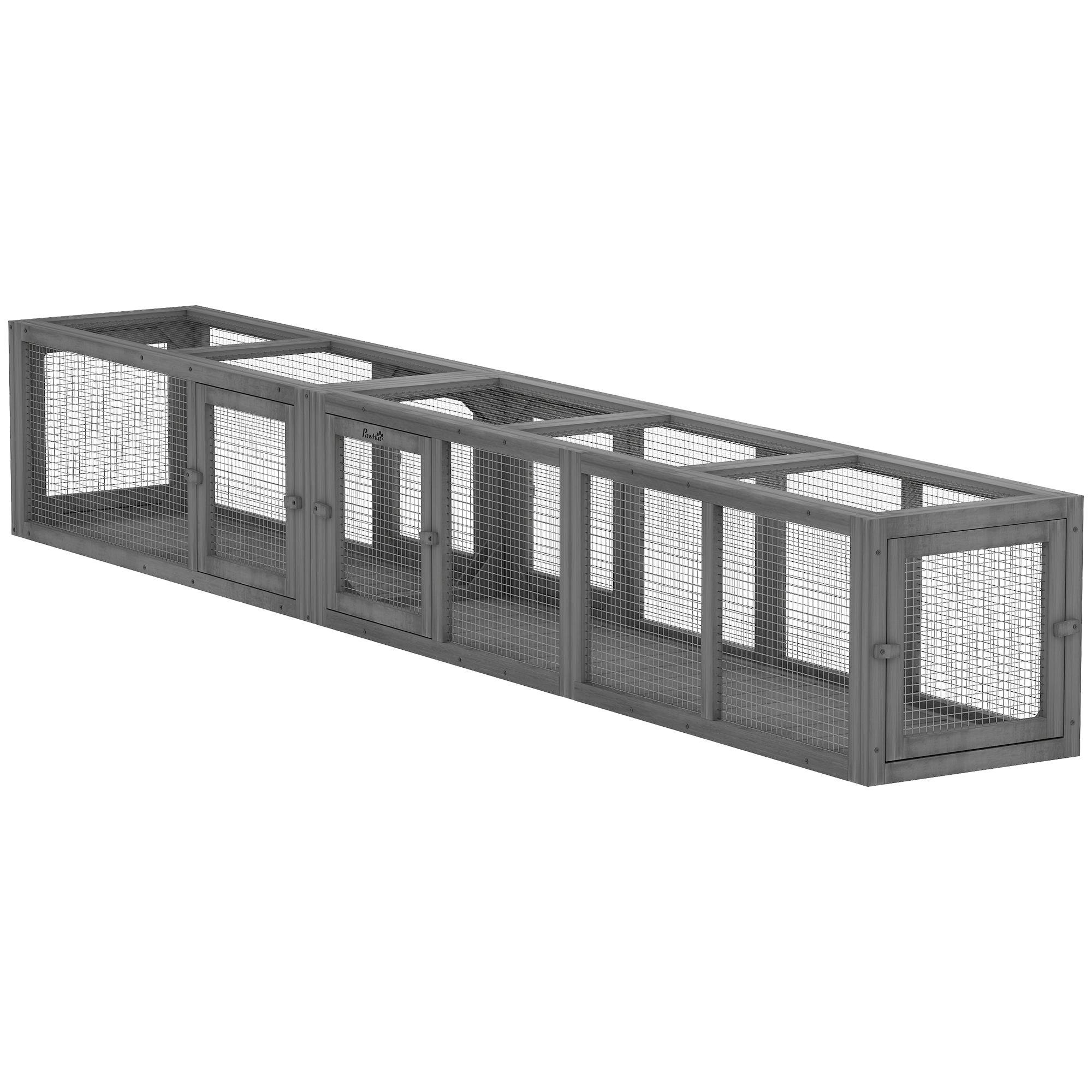 98.4 inch grey cat tunnel, combinable outdoor enclosure