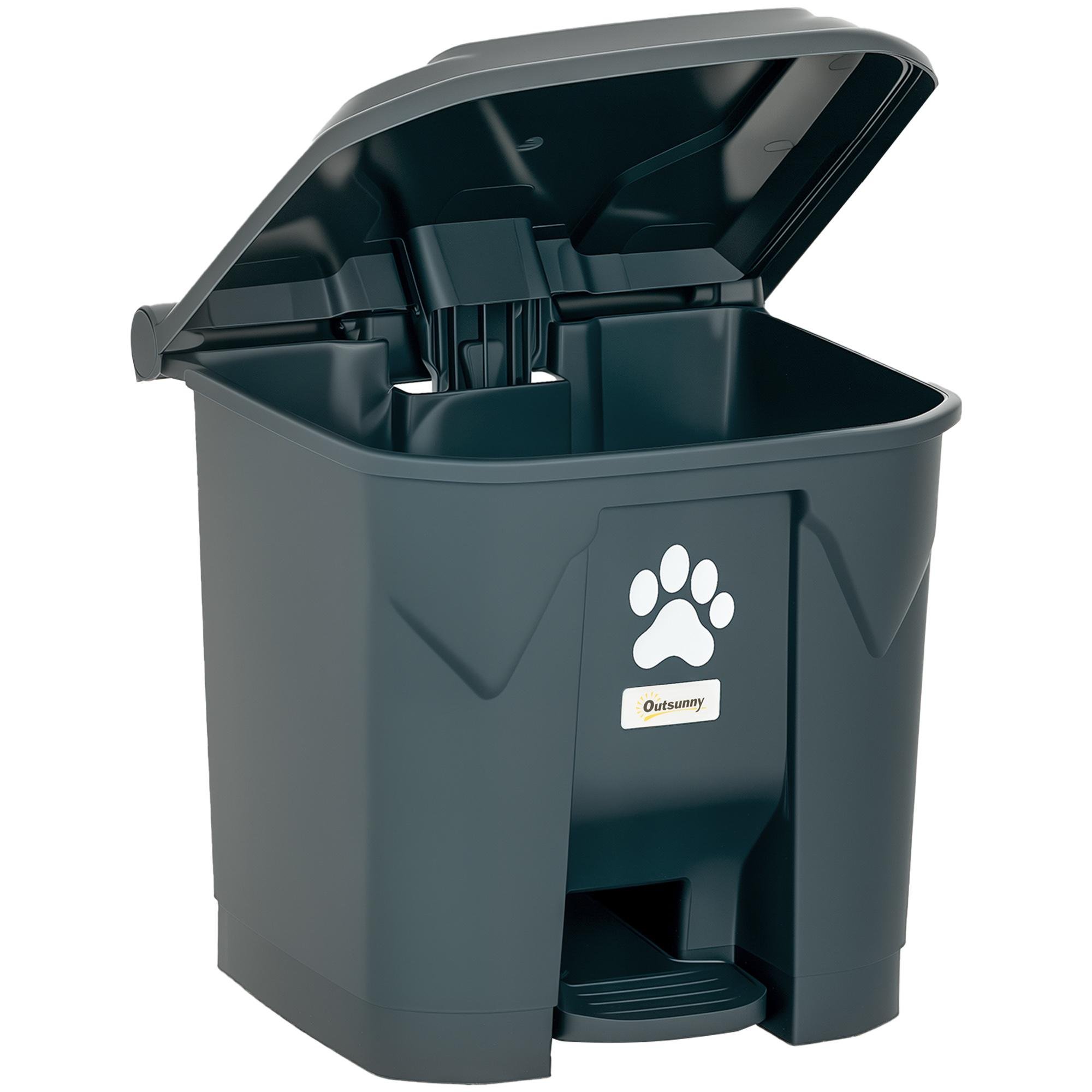 Dark Grey Pet Waste Bin with Pedal, 30 L Outdoor Can