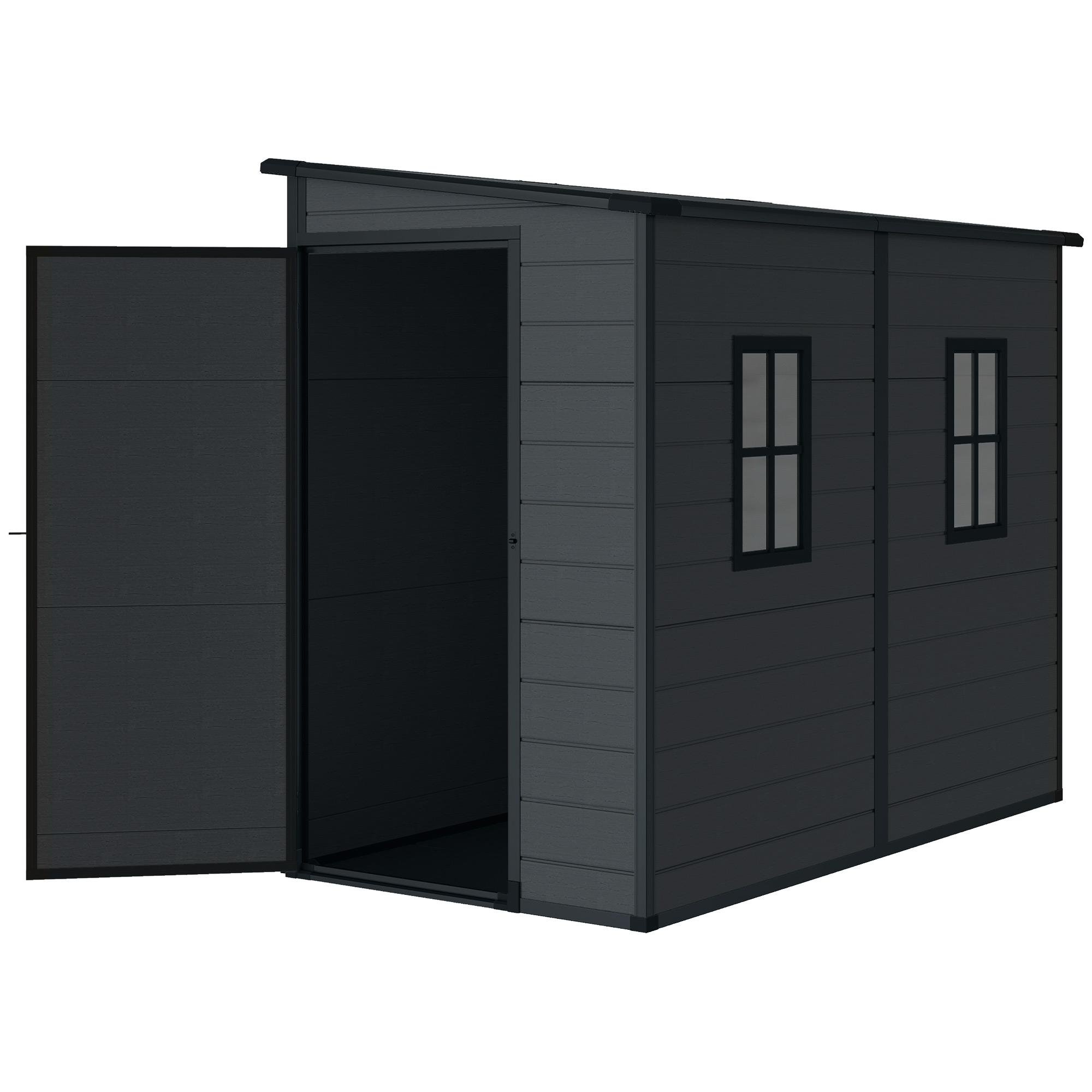 4.3x8 Dark Grey Plastic Shed with Floor for Garden Storage