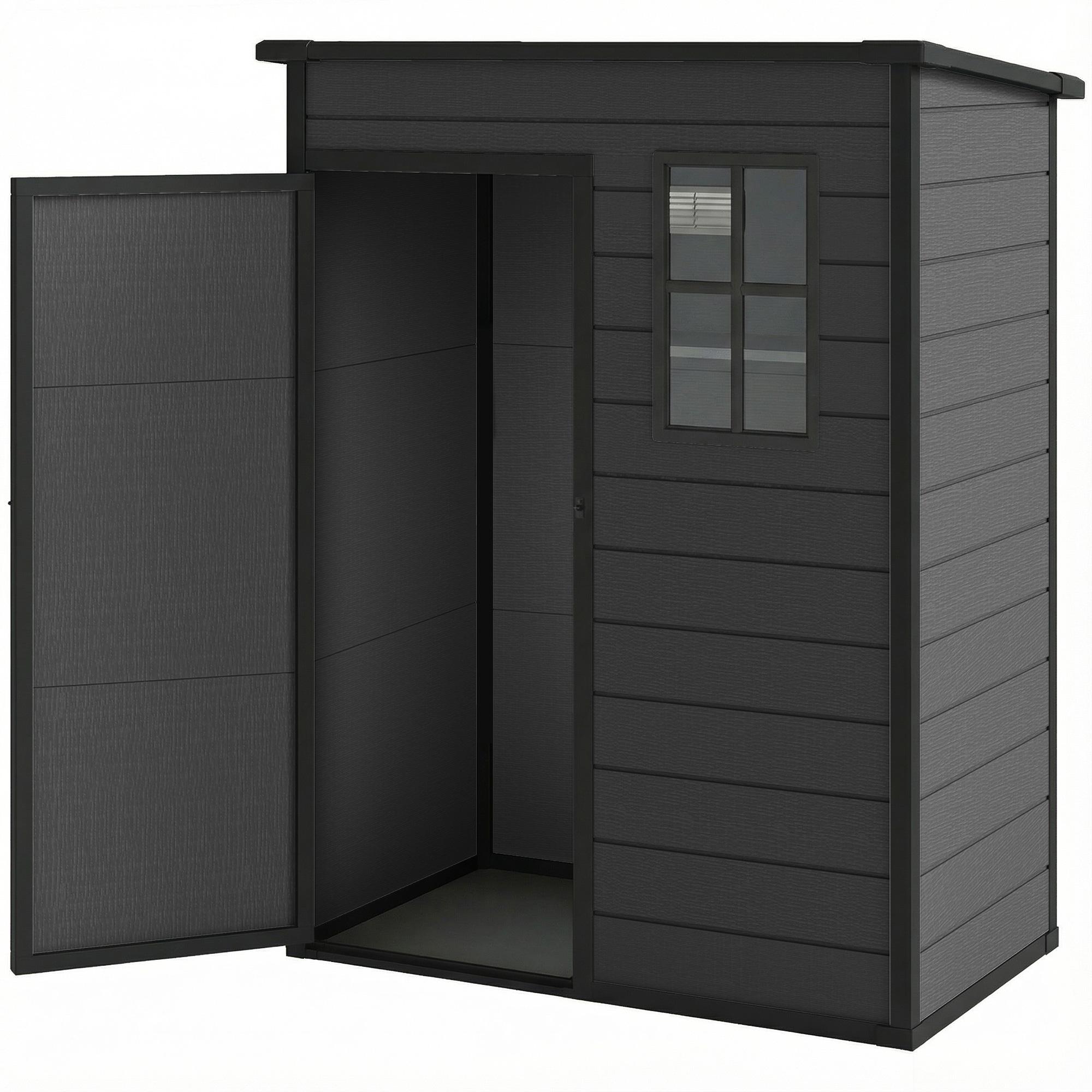 5x3 Dark Grey Resin Shed with Floor for Backyard Storage