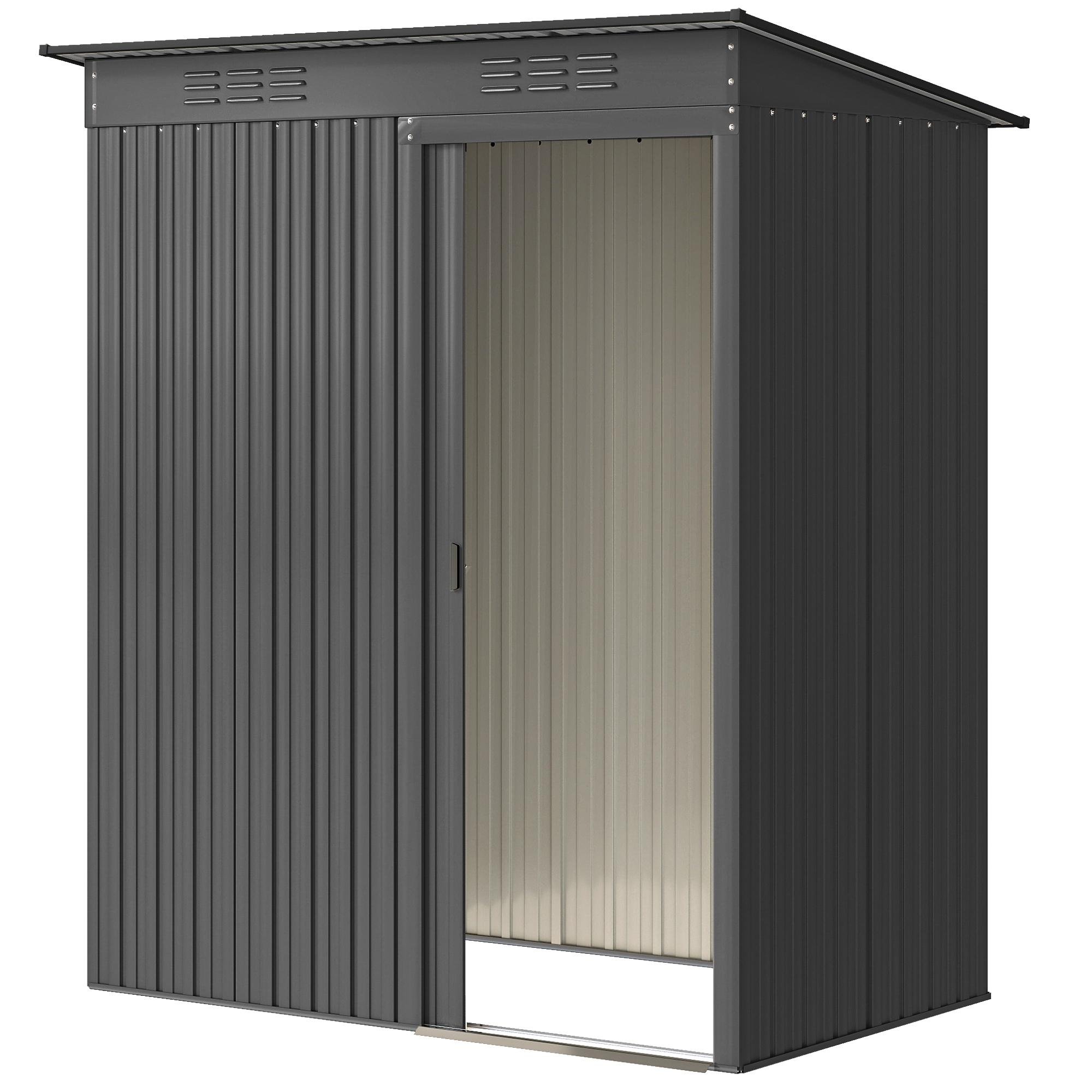 5.2x3.5 Dark Grey Shed with Sliding Door for Gardens