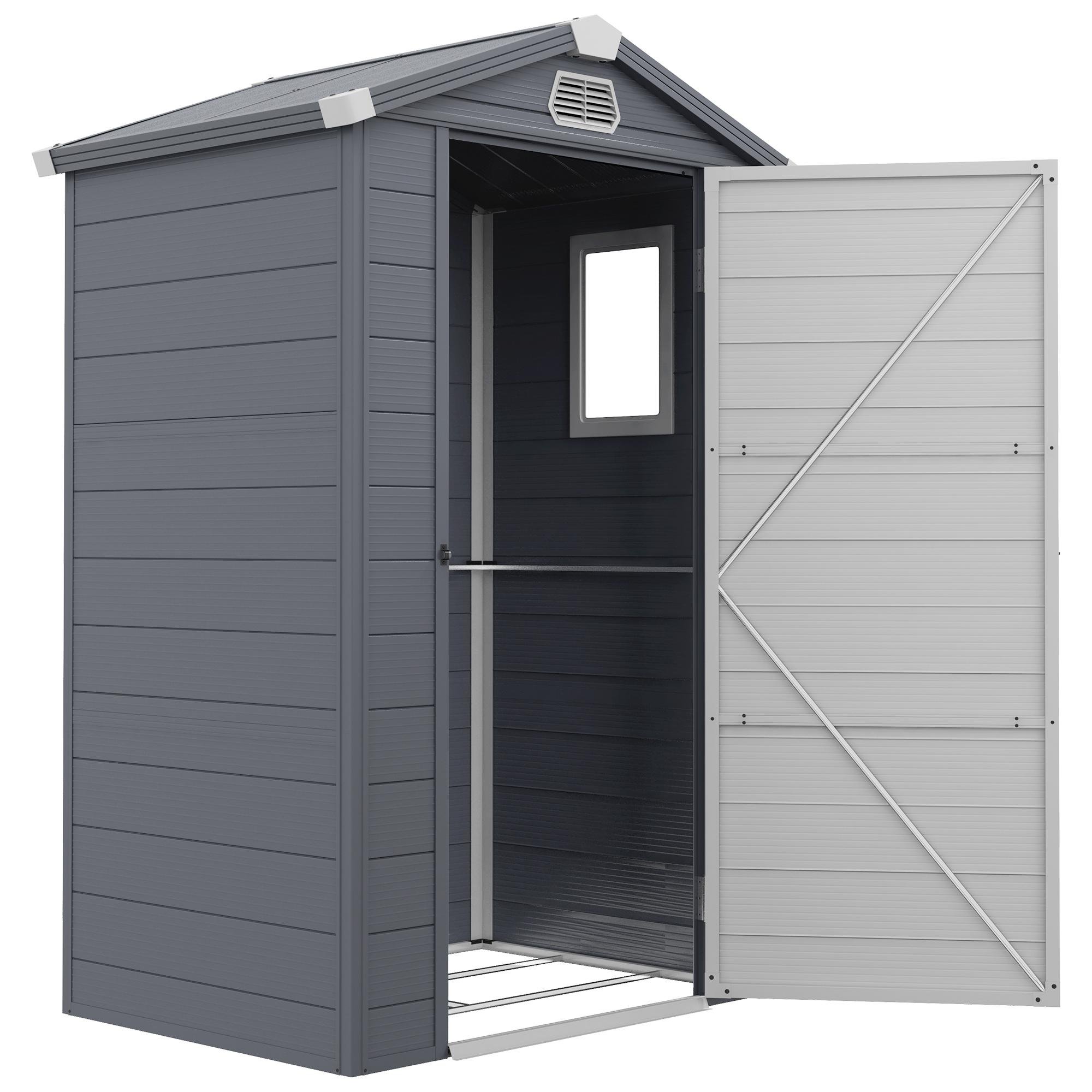 Grey Foundation Shed with Latch Door, 4.4 x 3.3