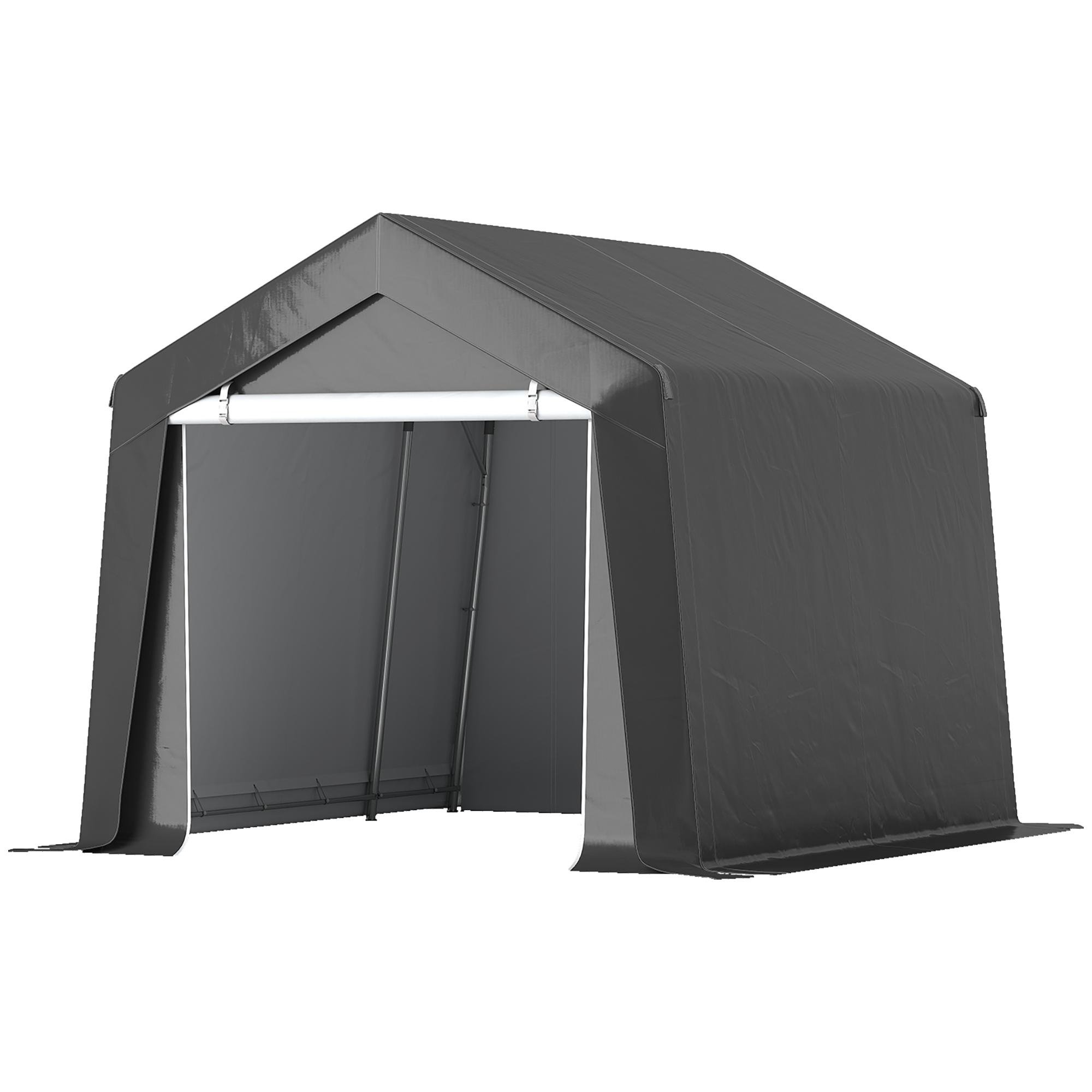 Dark Grey PE Storage Tent with Roll-Up Door, 10' x 10'