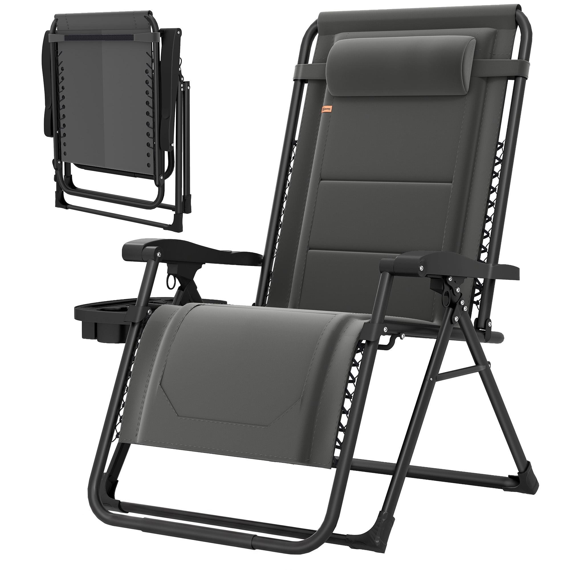 Dark Grey Zero Gravity Chair, 400 lb Outdoor Lounger