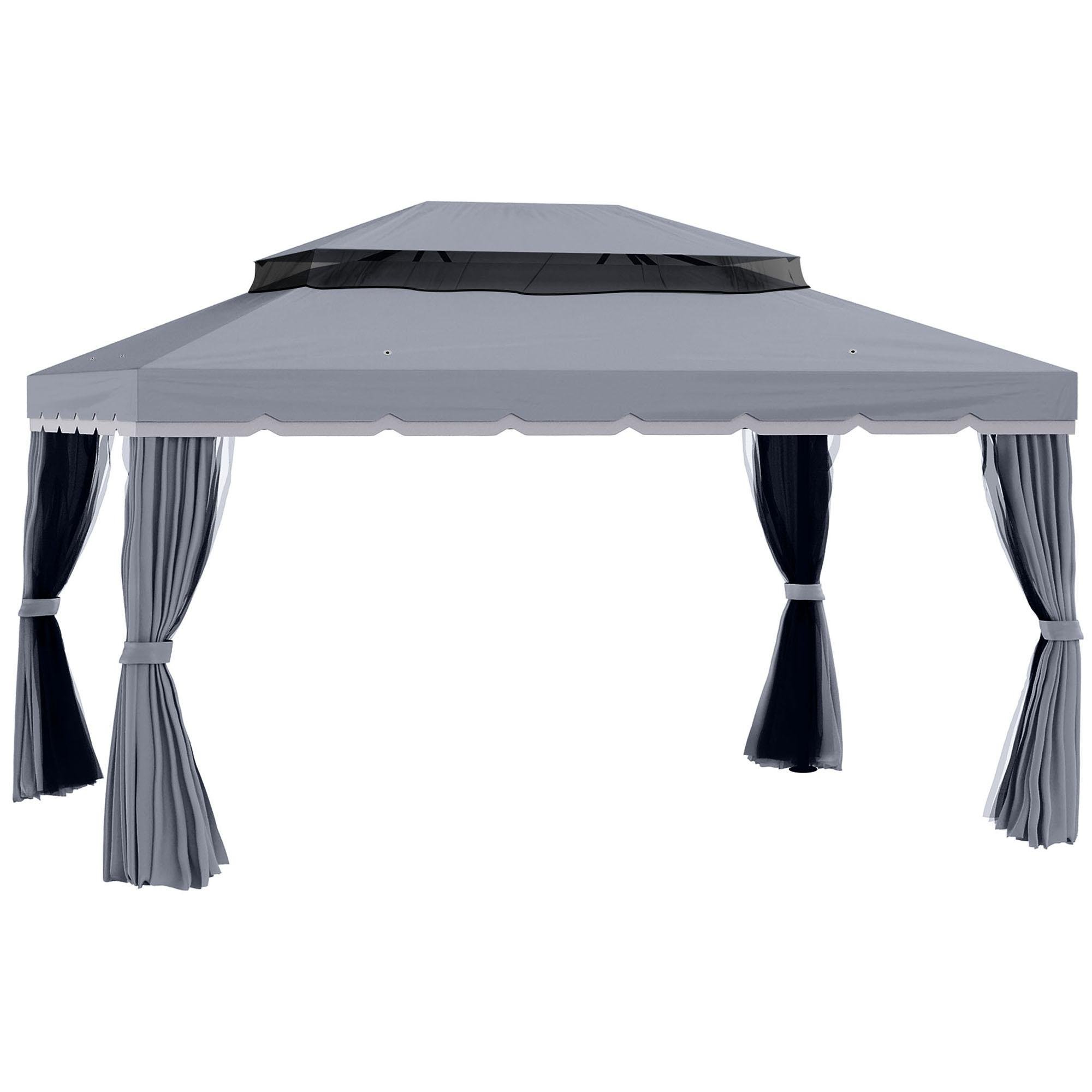 13 ft aluminum gazebo with double-tier roof and netting