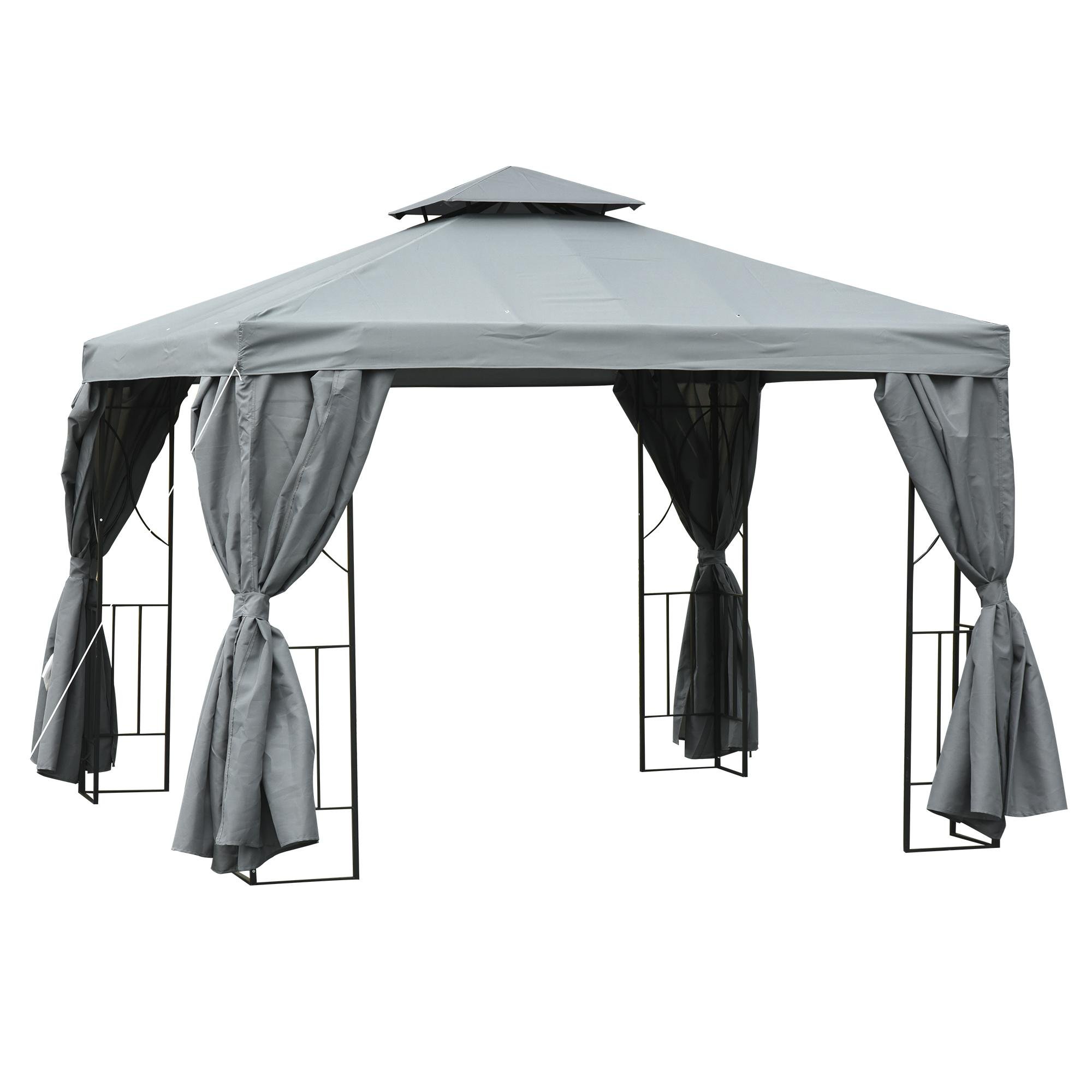 10x10 Dark Grey Pavilion with Double-Tier Roof