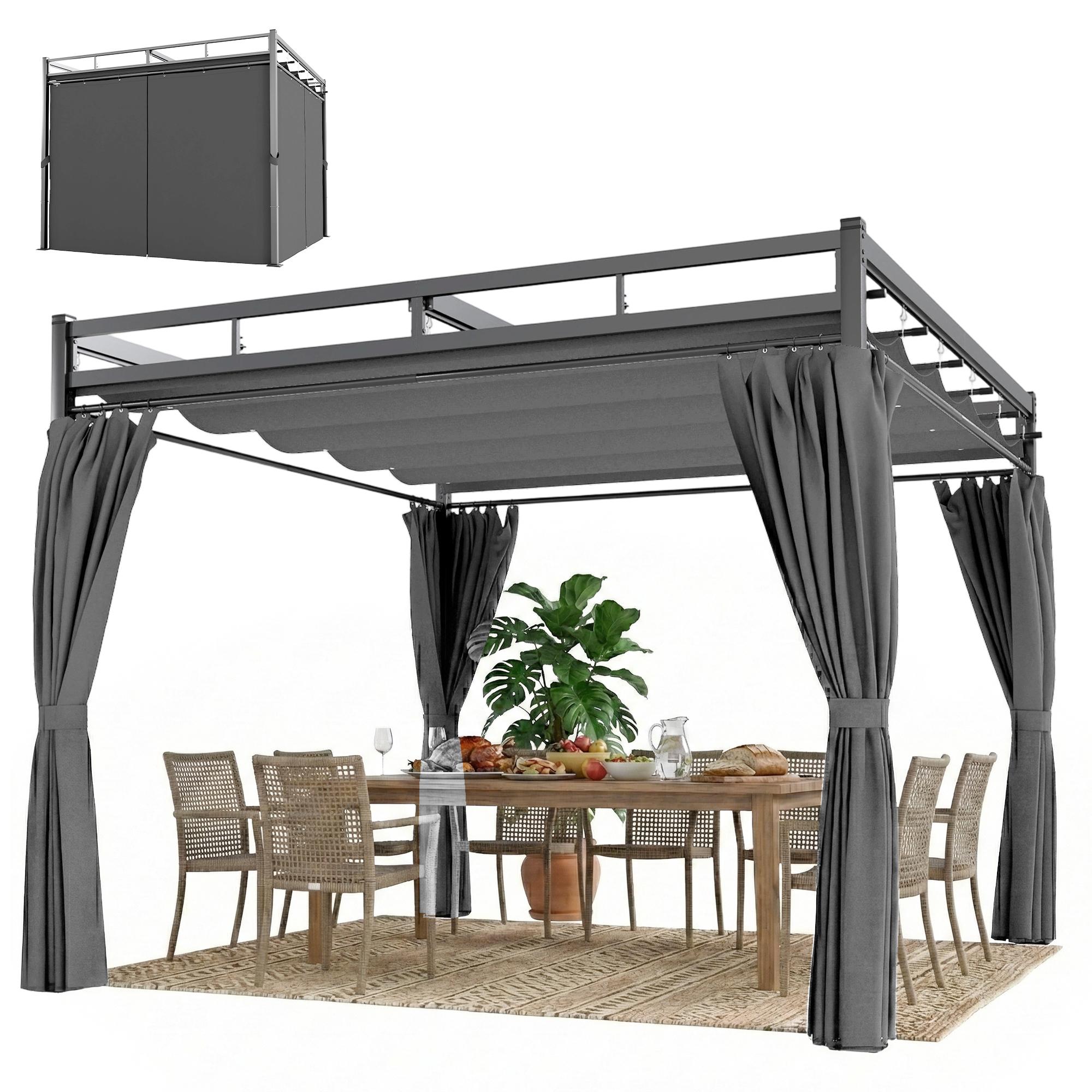 116.1 Dark Grey Pergola with Retractable Canopy