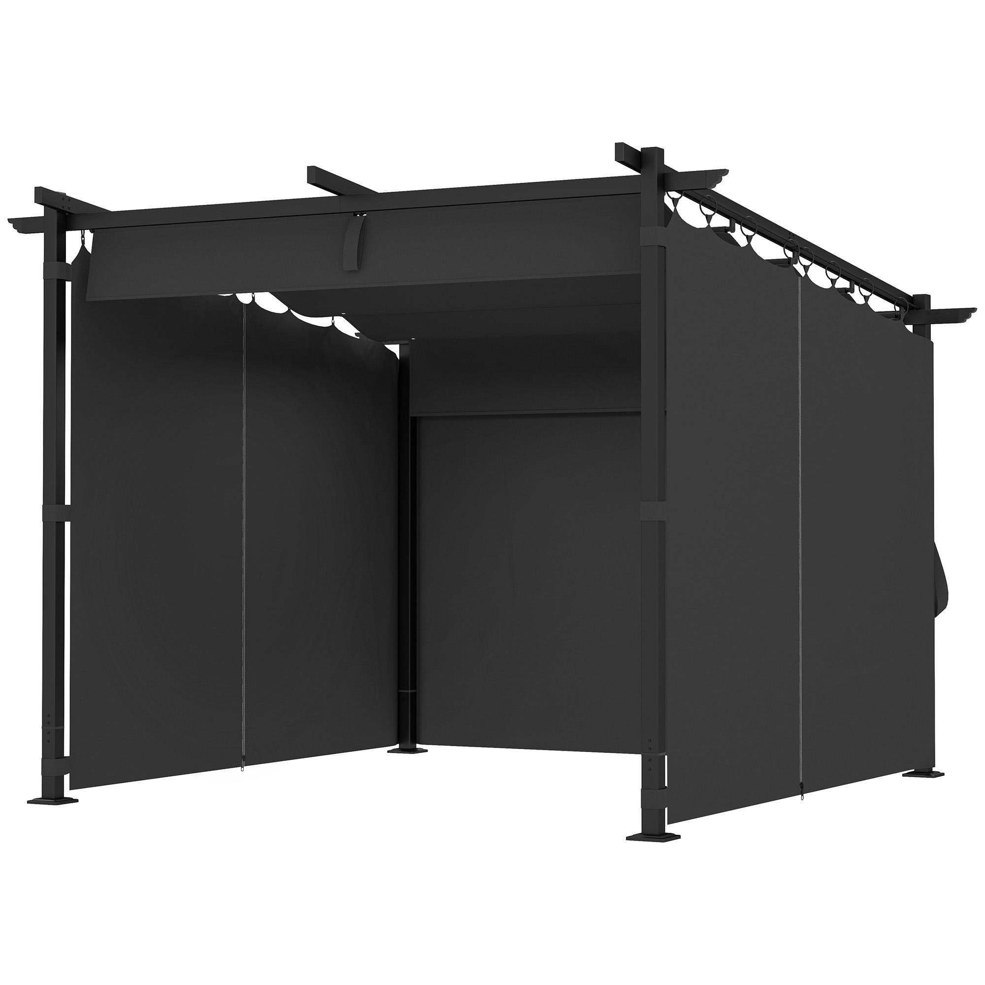 8 x 8.5 Pergola with Retractable Canopy and Three Side Curtains