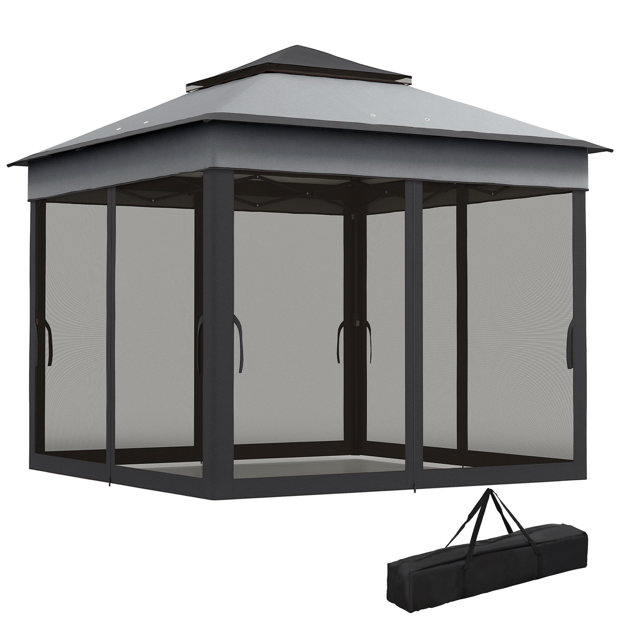 10.7 ft Mesh Gazebo with UV30+ Roof and Curtains