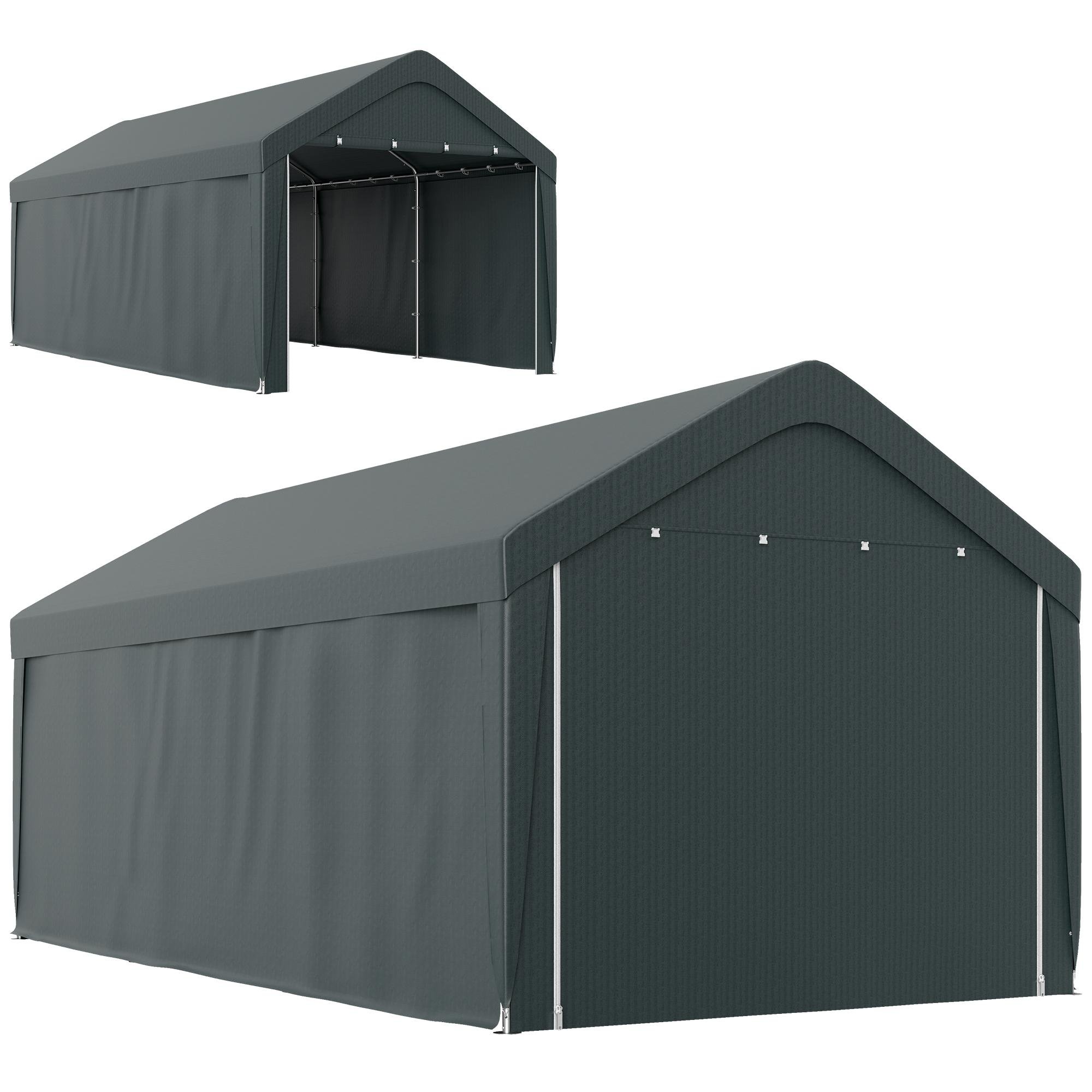 10 x 20 Grey Shelter with Roll-Up Doors