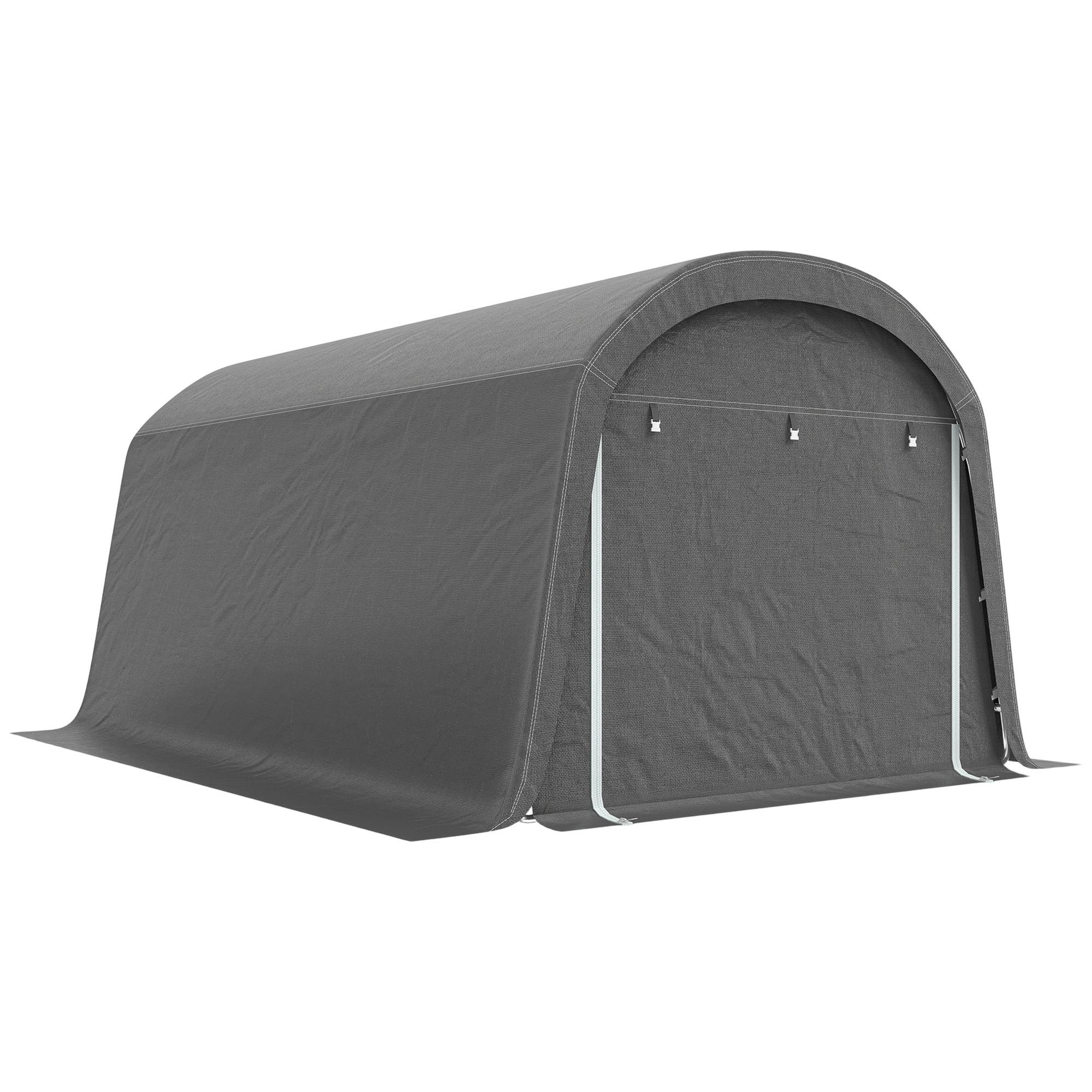 Dark Grey 300x450 Shed Tent with Roll-Up Zipper Door