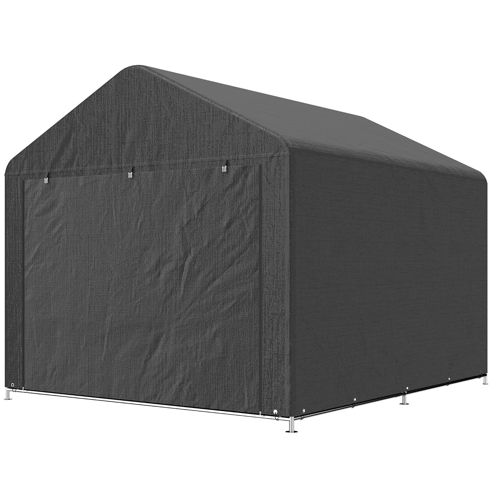 Medium Portable Bike Shed with Waterproof PE Cover, Dark Grey