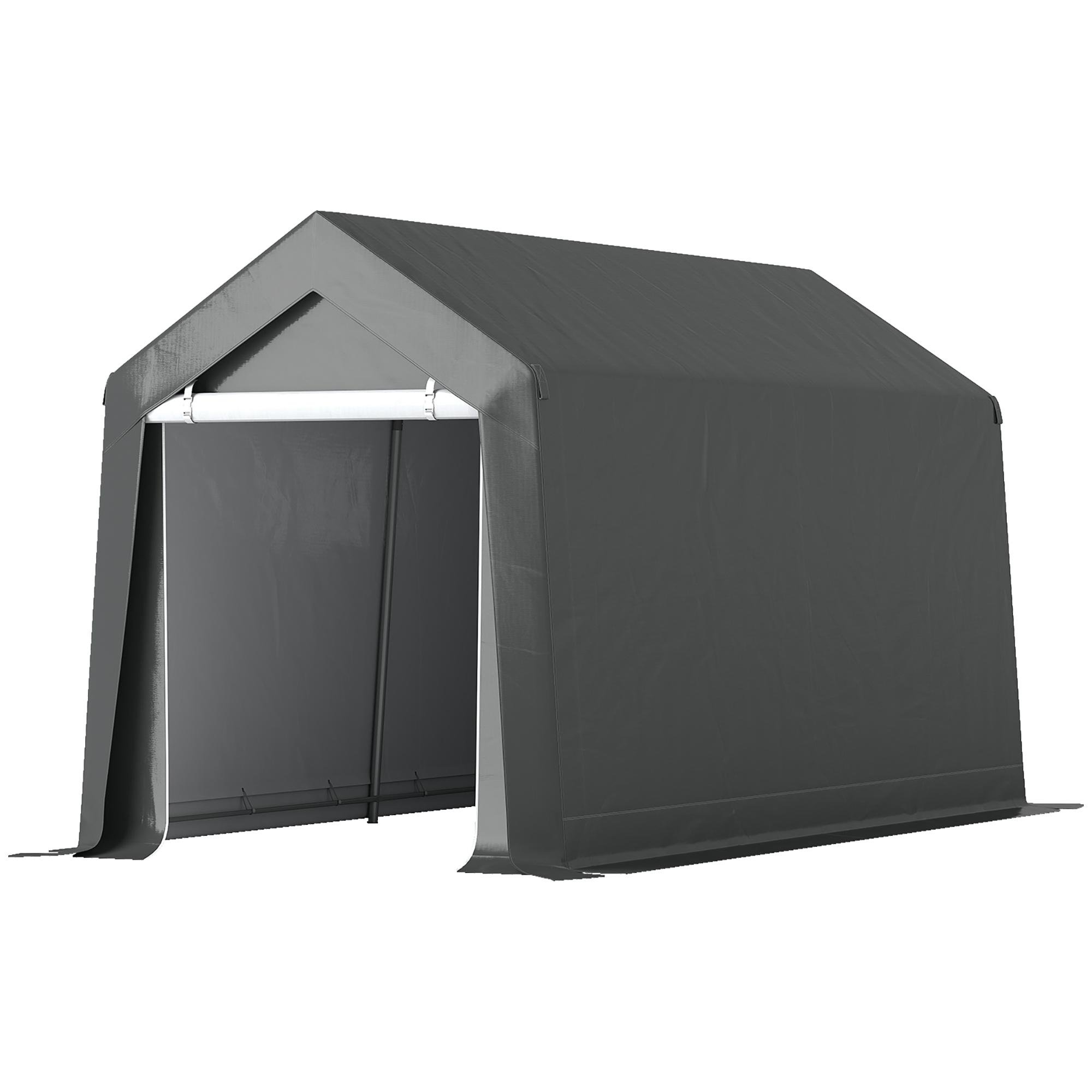 Dark Grey Portable Garage with Roll-Up Door