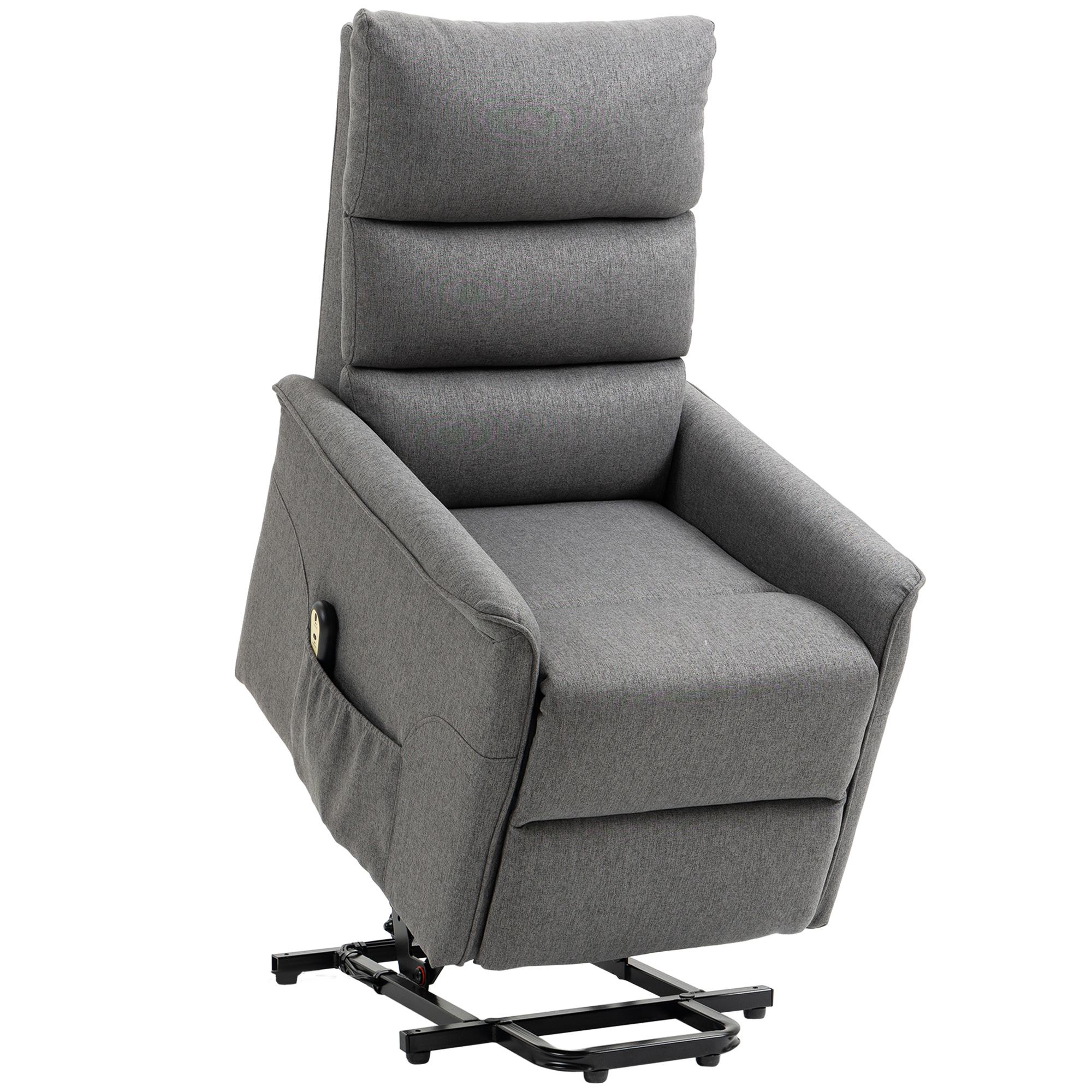 Dark Grey Power Lift Chair with 30° Lift Assistance