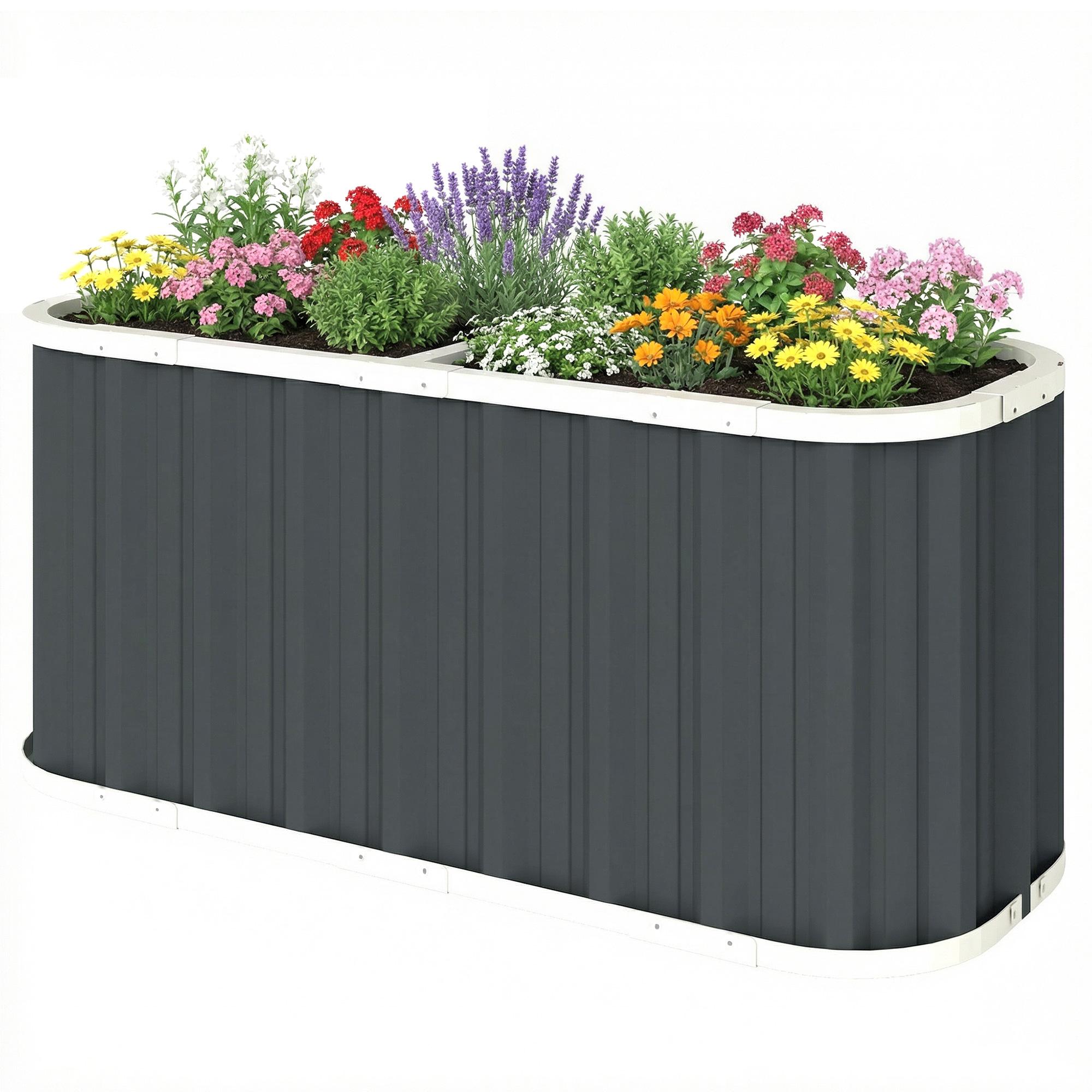 dark grey 24 inch planter, deep galvanized raised bed