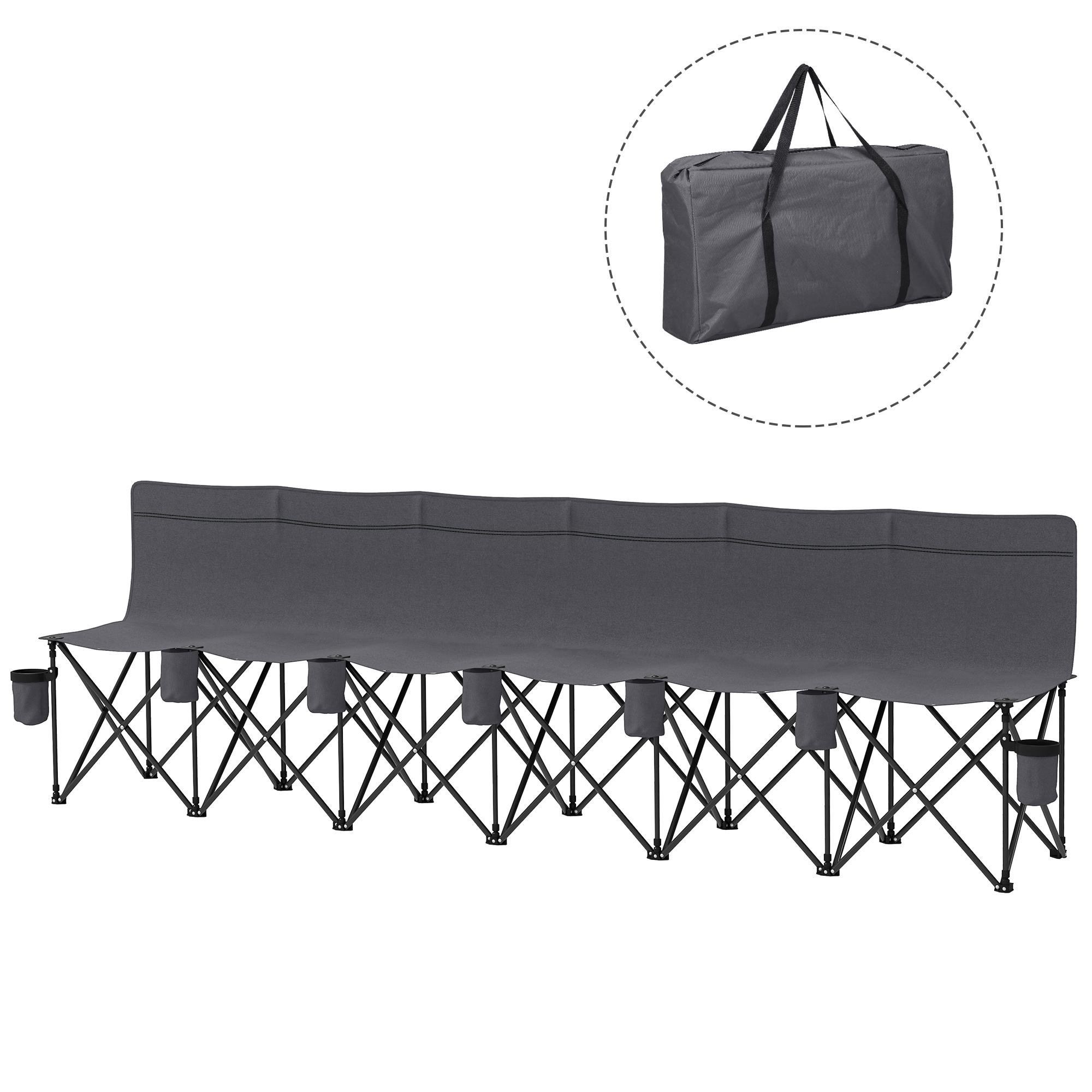 Dark Grey Six-Seat Camping Chair with Carrying Case