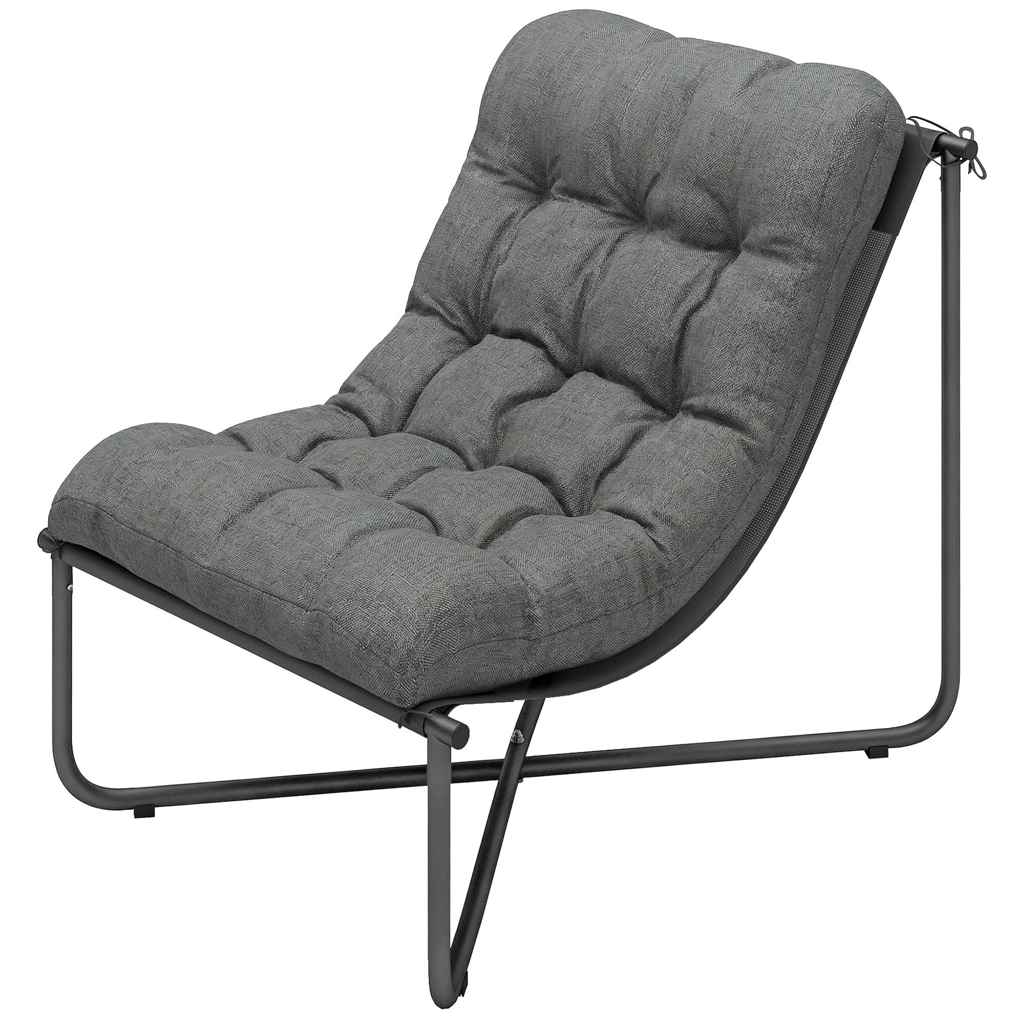 Dark Grey Sling Patio Chair with 26.4-Inch Wide Seat