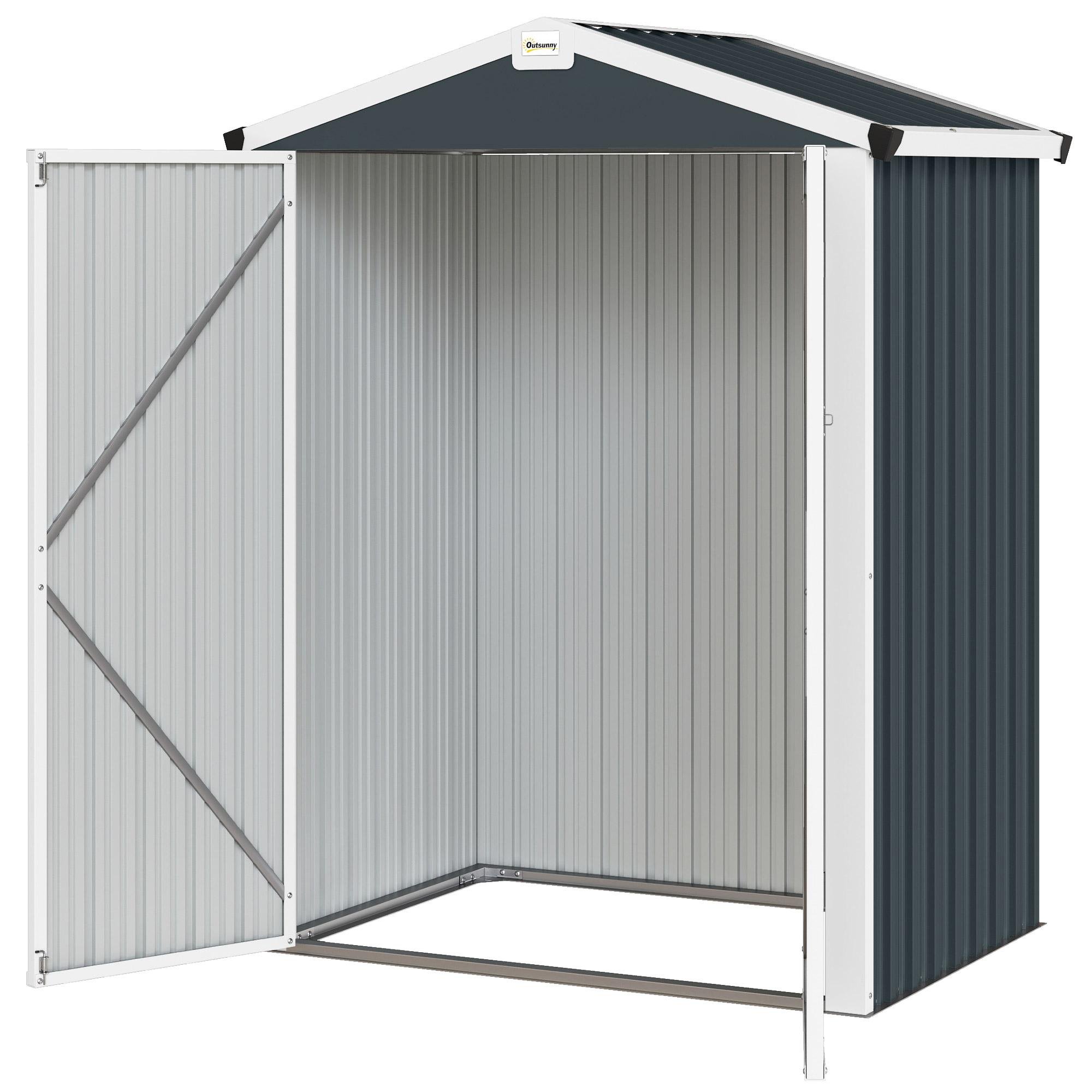 4.4x3 Dark Grey Steel Shed with Wide Double Doors