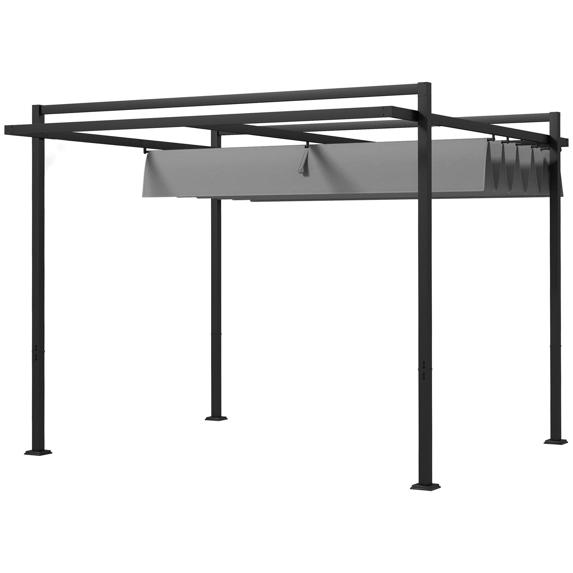 10 x 10 Steel Pergola with Retractable Canopy