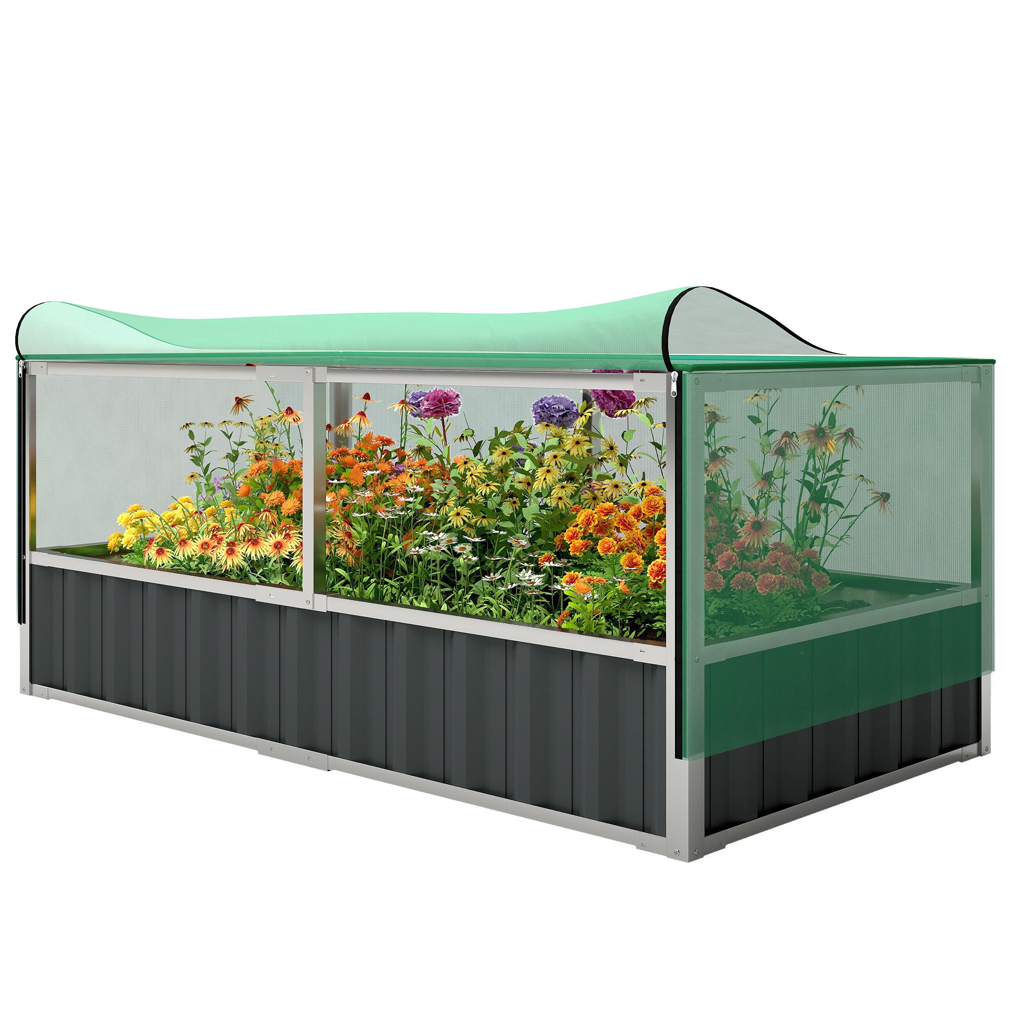 Dark Grey Covered Steel Planter with Net Cover